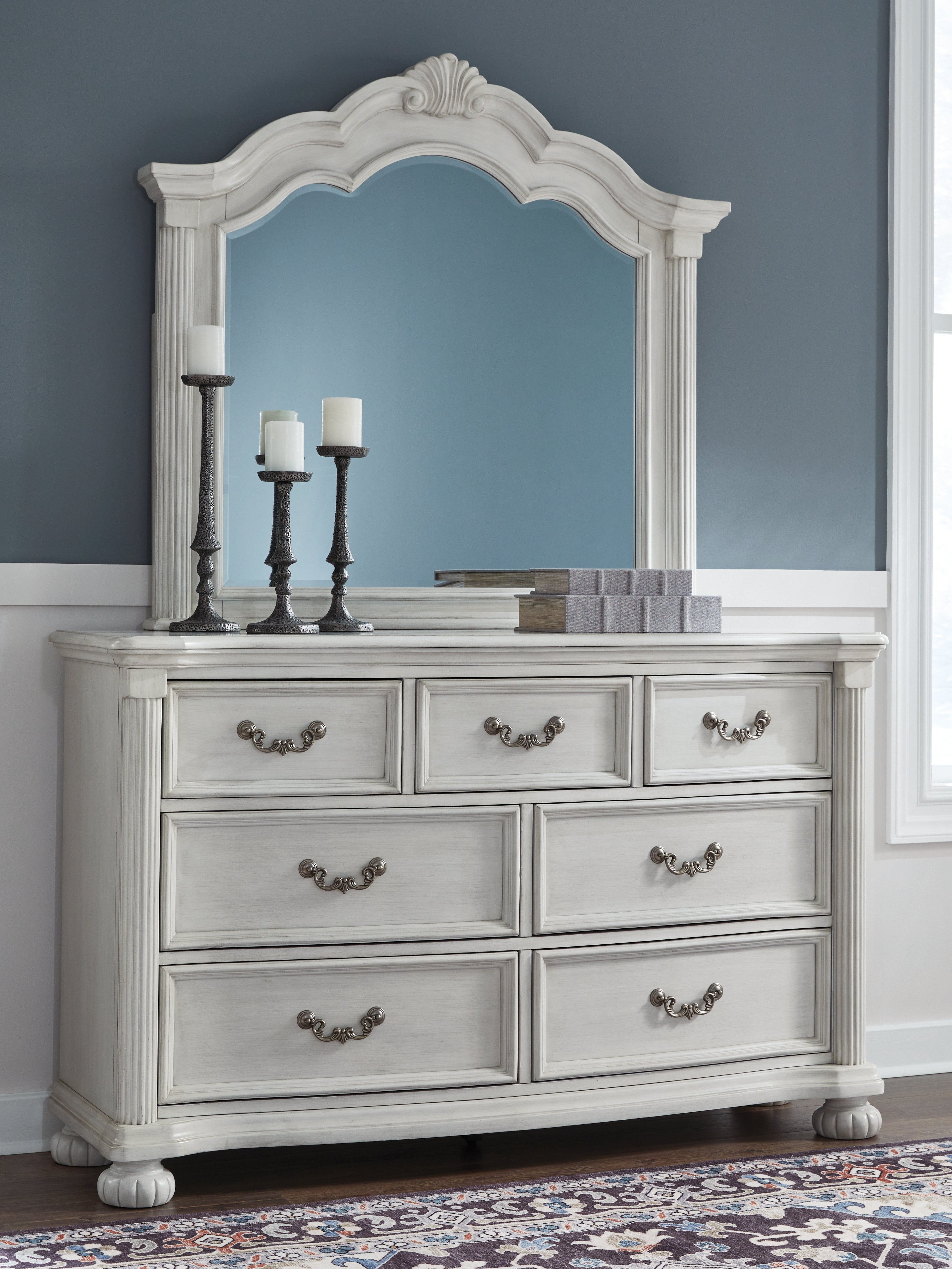 Prime Furniture - Ashley Furniture - Montelaine Bedroom - Dresser and Mirror / Antique White - B795B1