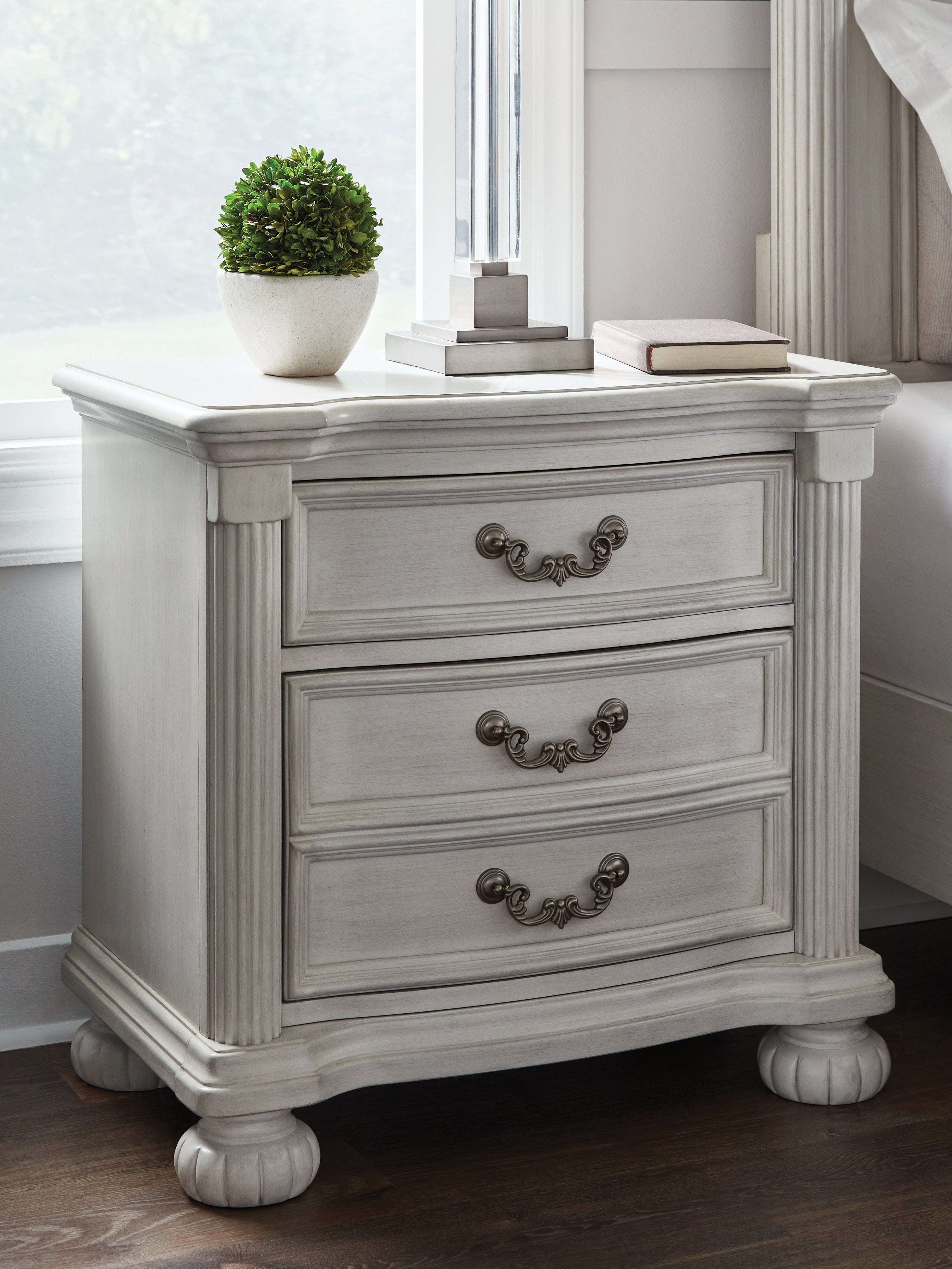 Prime Furniture - Ashley Furniture - Montelaine Bedroom - Three Drawer Night Stand / Antique White - B795-93