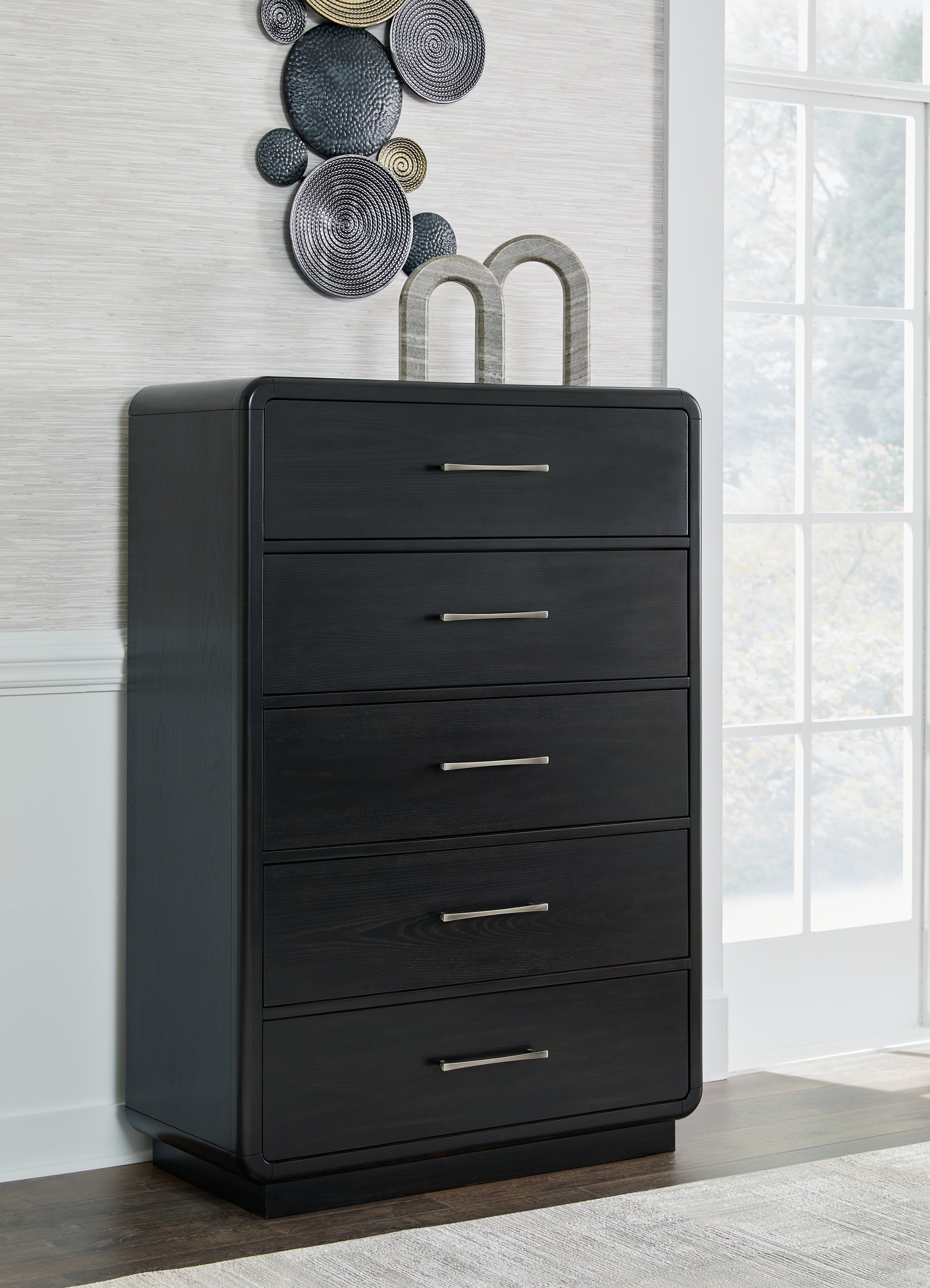Prime Furniture - Ashley Furniture - Rowanbeck Bedroom - Five Drawer Chest / Black - B821-46
