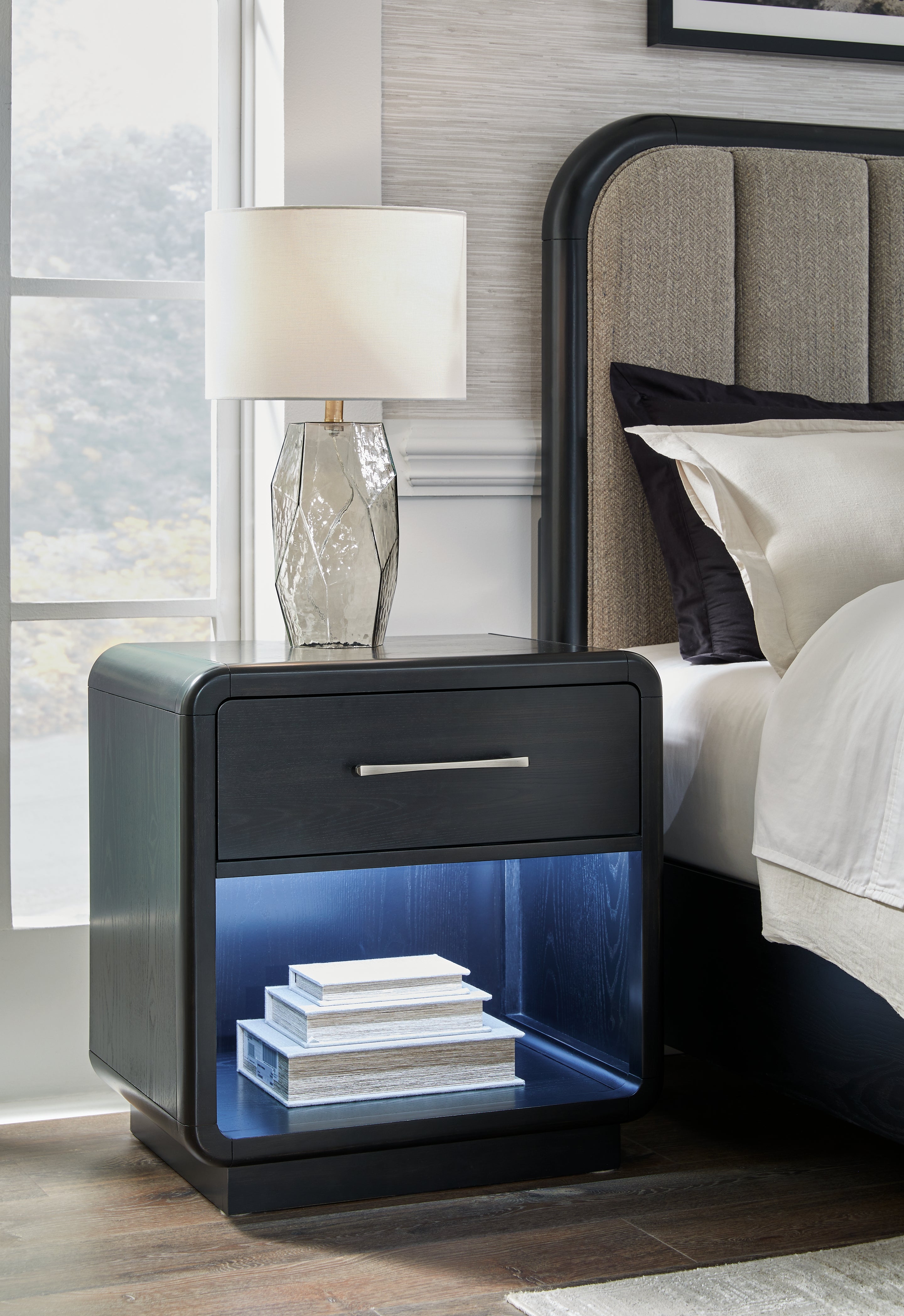 Prime Furniture - Ashley Furniture - Rowanbeck Bedroom - One Drawer Night Stand / Black - B821-91