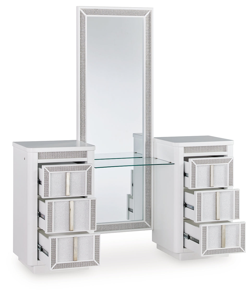 Prime Furniture - Ashley Furniture - Chalanna Vanity with Mirror - Vanity with Mirror / White - B822B7