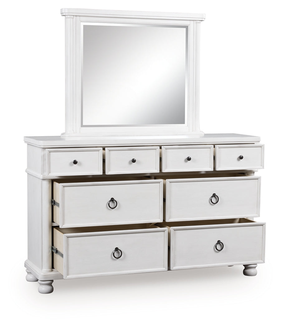 Prime Furniture - Ashley Furniture - Rowlenstown Bedroom - Dresser and Mirror / Antique White - PCB823B1