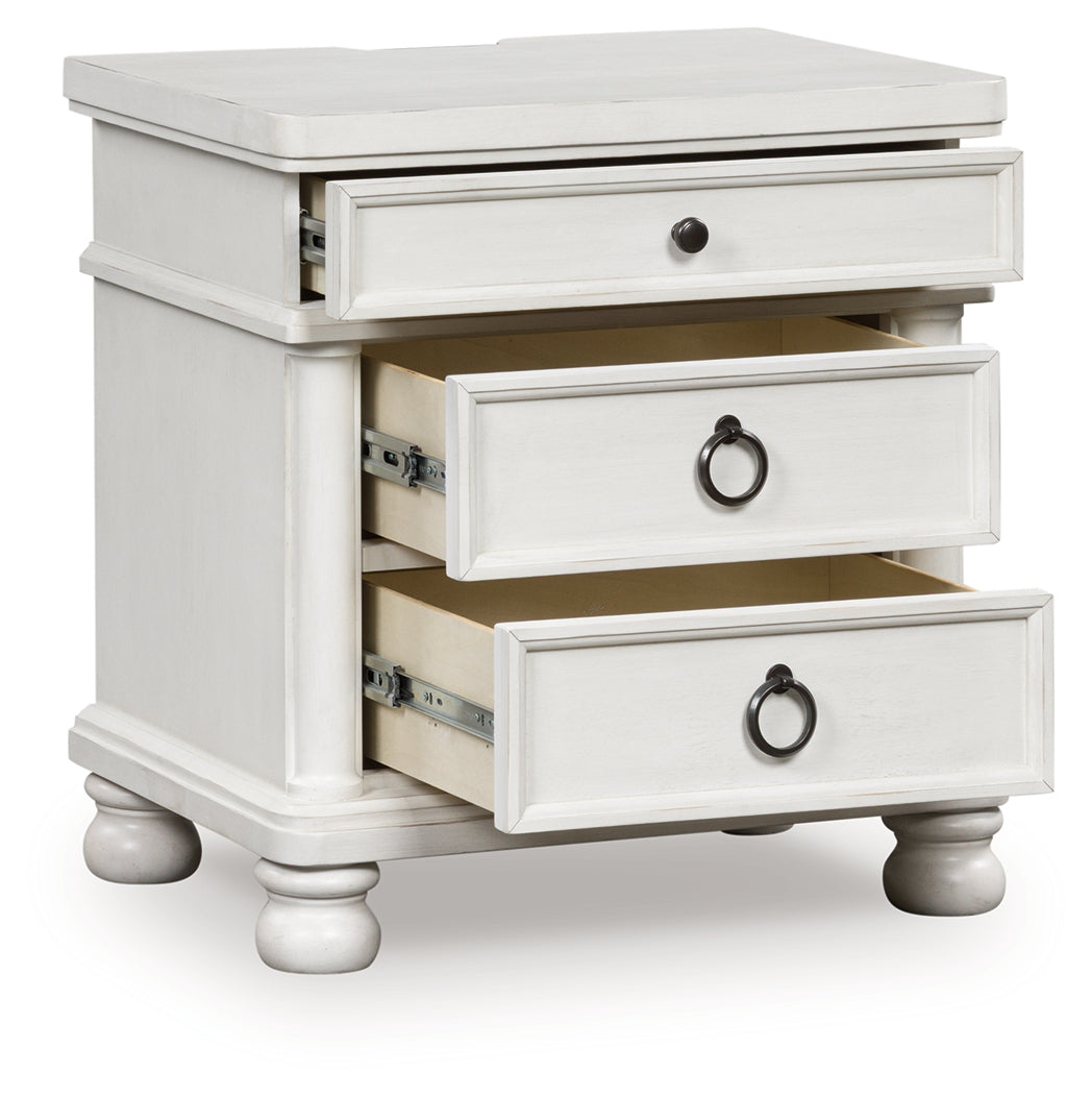 Prime Furniture - Ashley Furniture - Rowlenstown Bedroom - Three Drawer Night Stand / Antique White - PCB823-93