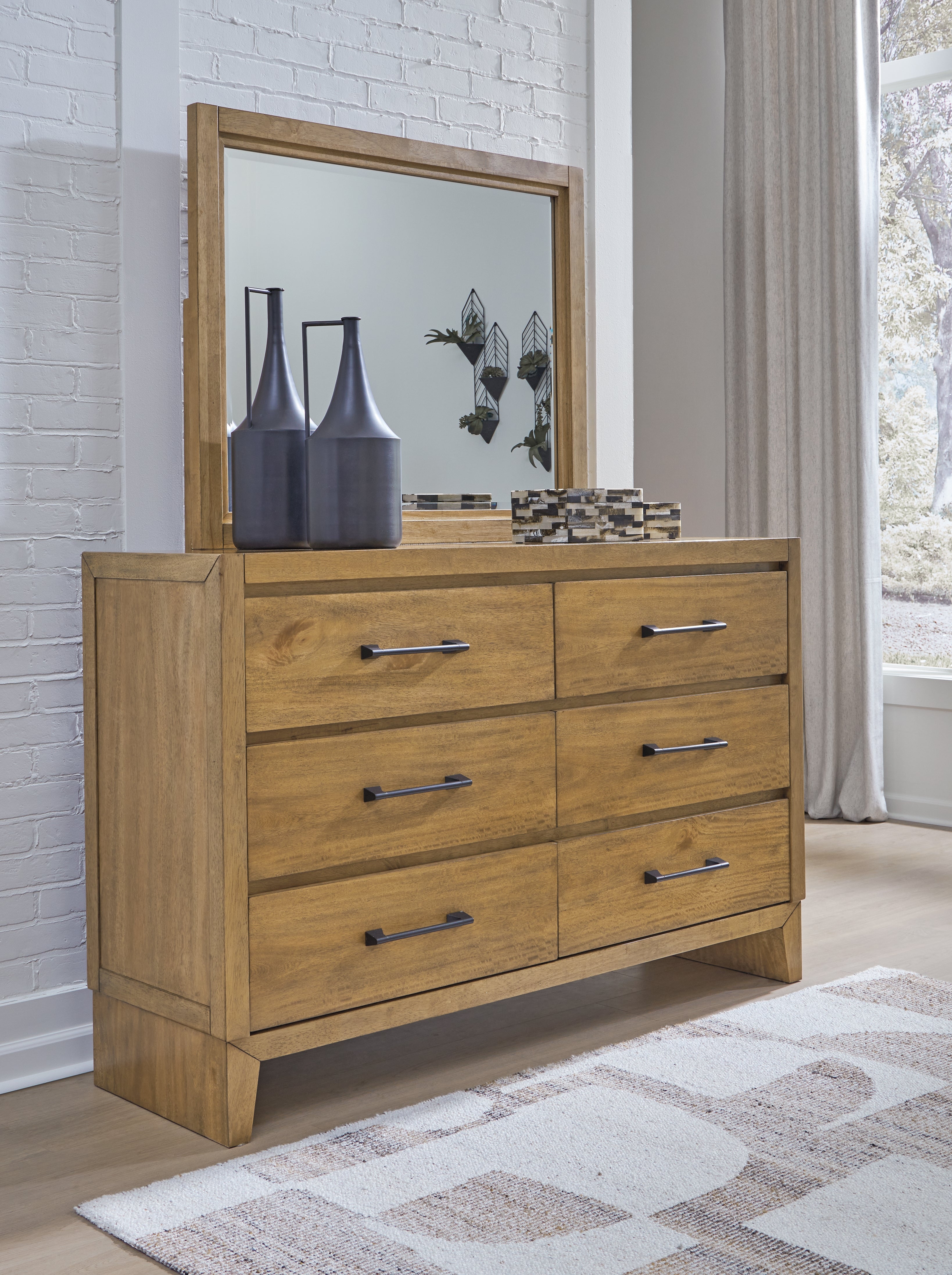 Prime Furniture - Ashley Furniture - Sherbana Bedroom - Dresser and Mirror / Light Brown - B833B1