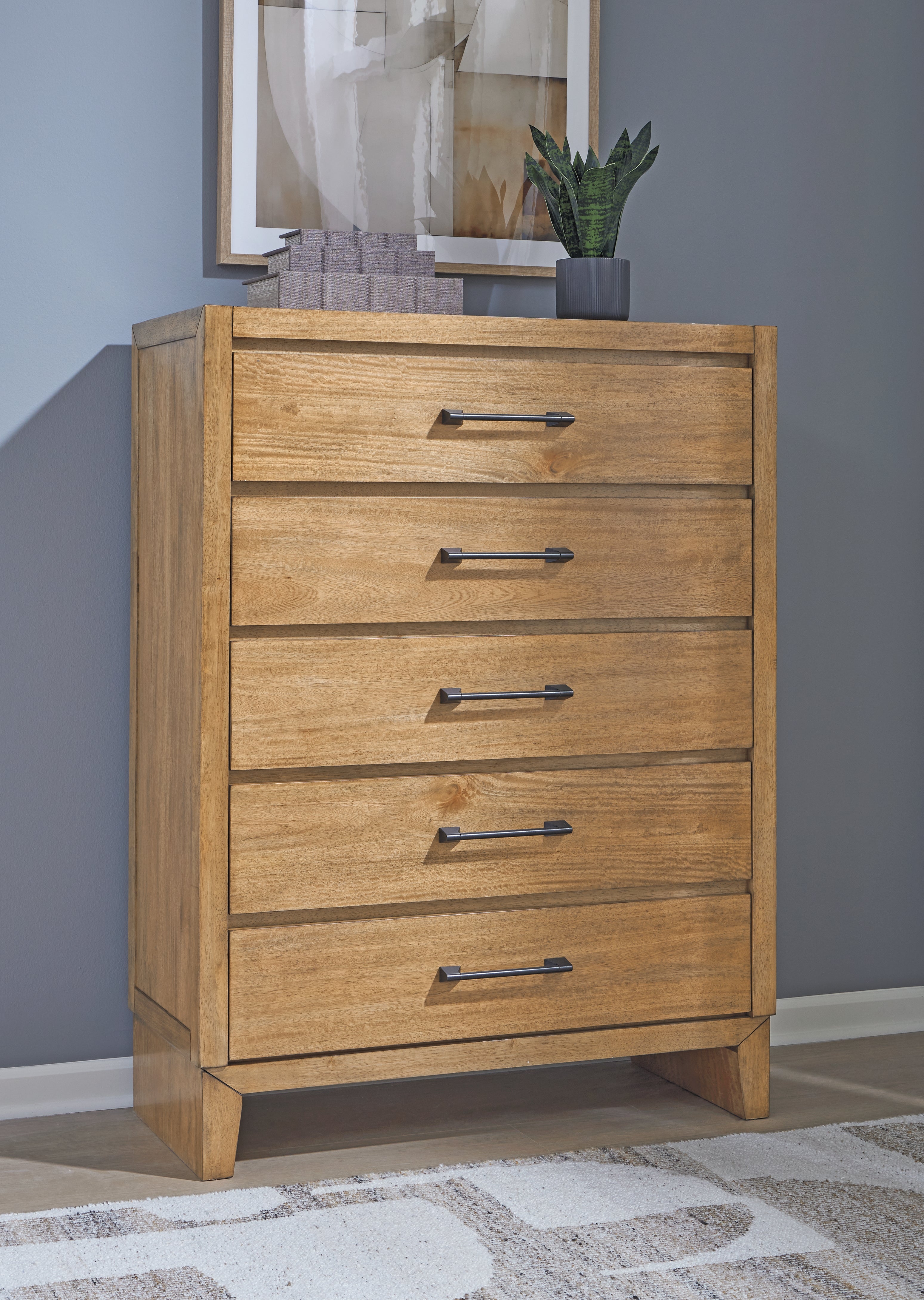 Prime Furniture - Ashley Furniture - Sherbana Bedroom - Five Drawer Chest / Light Brown - B833-46