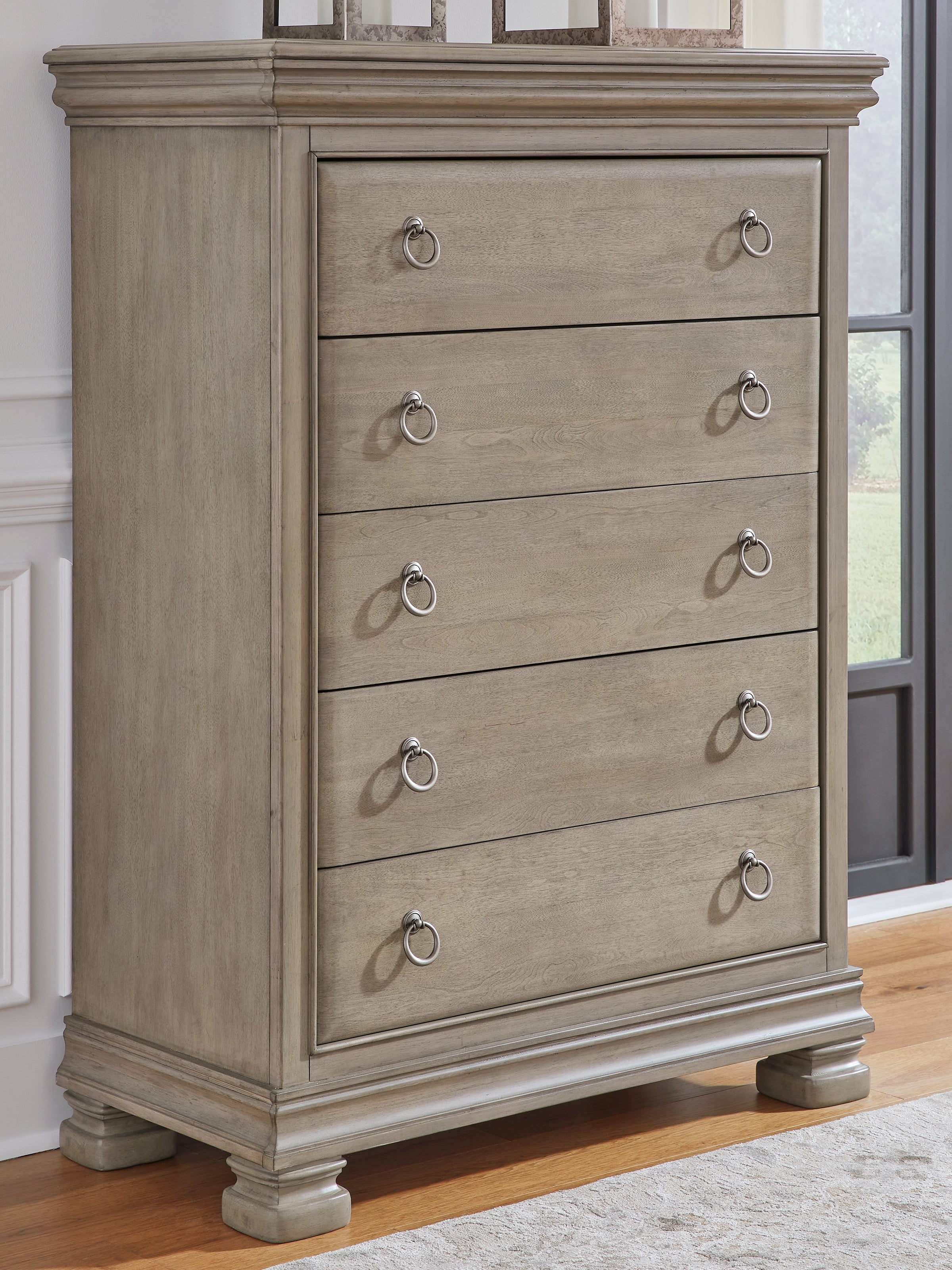 Prime Furniture - Ashley Furniture - Lexorne Bedroom - Five Drawer Chest / Gray - B924-46
