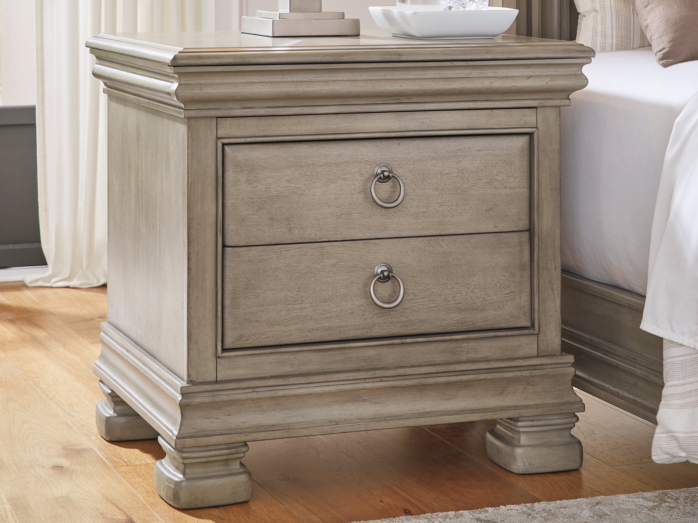 Prime Furniture - Ashley Furniture - Lexorne Bedroom - Three Drawer Night Stand / Gray - B924-93