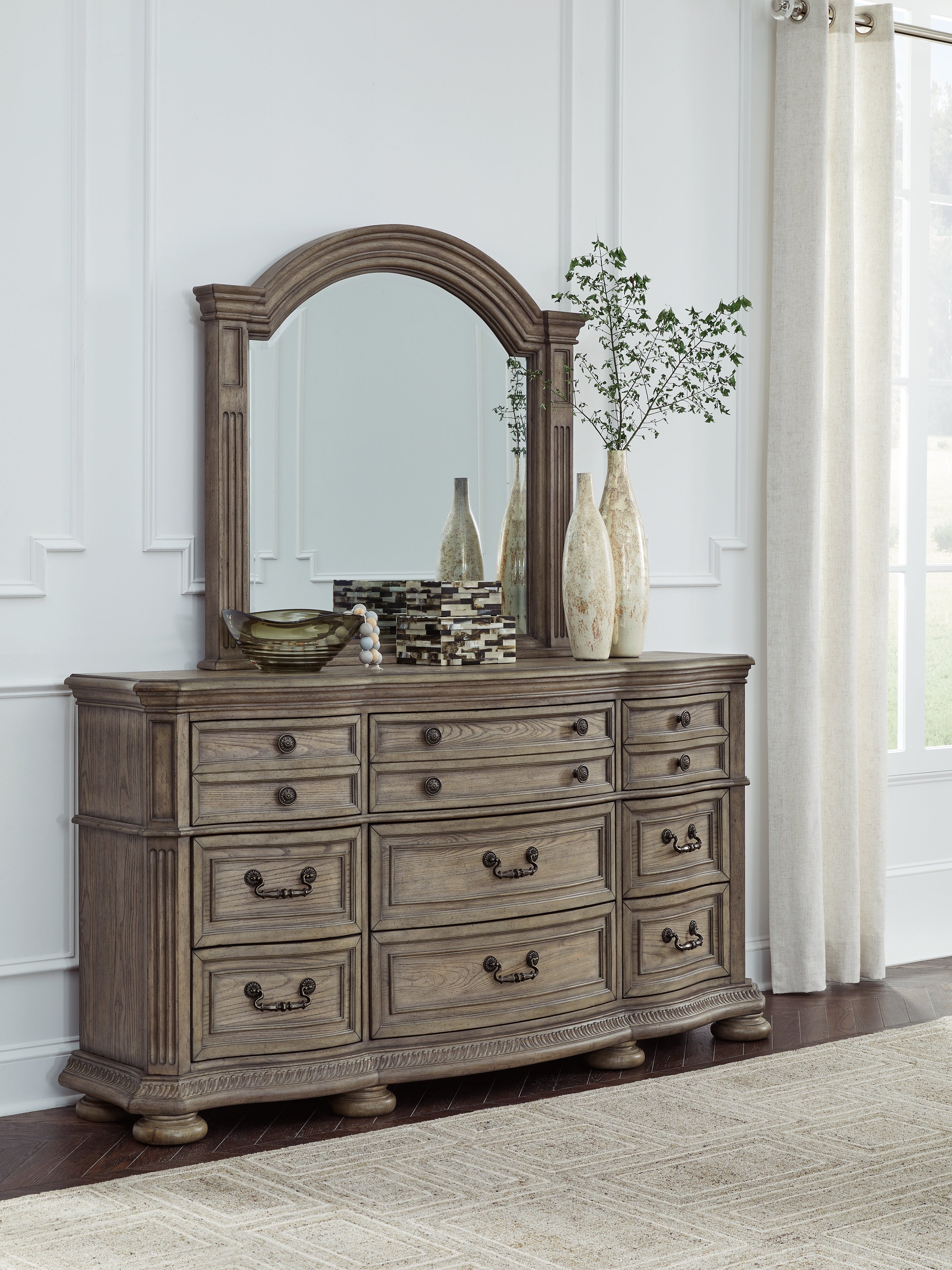 Prime Furniture - Ashley Furniture - Ardenfield Bedroom - Dresser and Mirror / Light Brown - B944B1