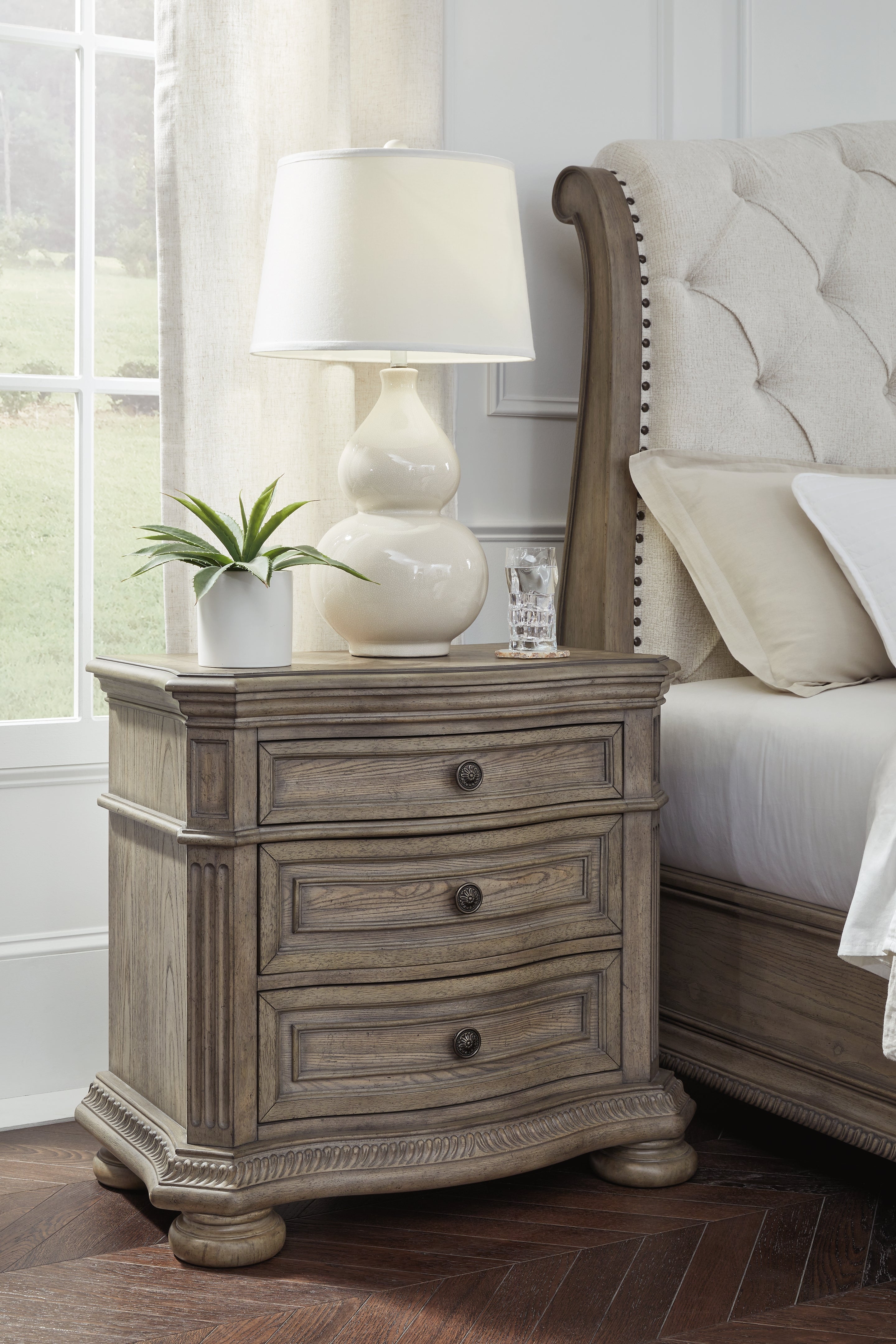 Prime Furniture - Ashley Furniture - Ardenfield Bedroom - Three Drawer Night Stand / Light Brown - B944-93