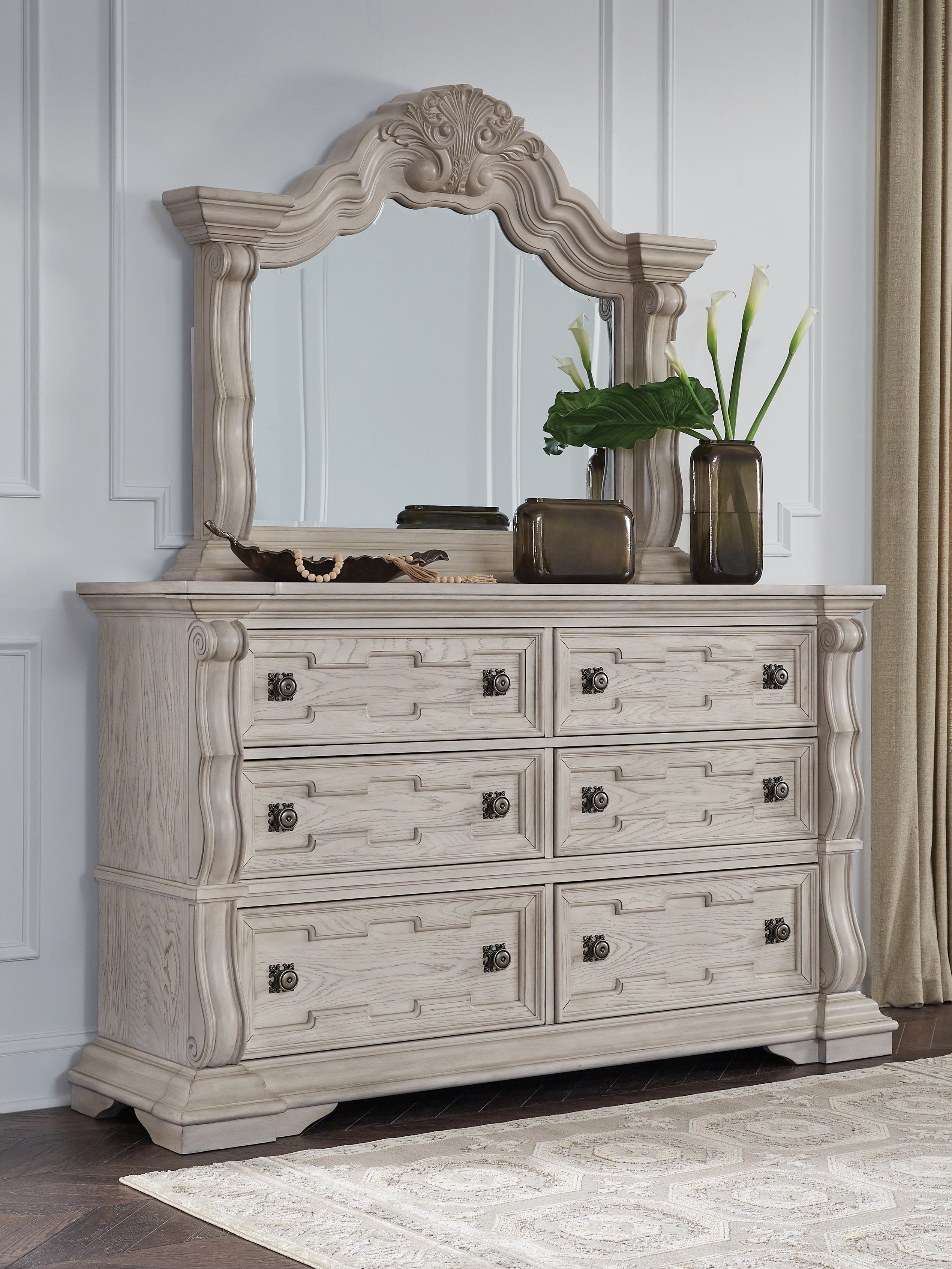 Prime Furniture - Ashley Furniture - Bruchandi Bedroom - Dresser and Mirror / Antique White - PCB948B1
