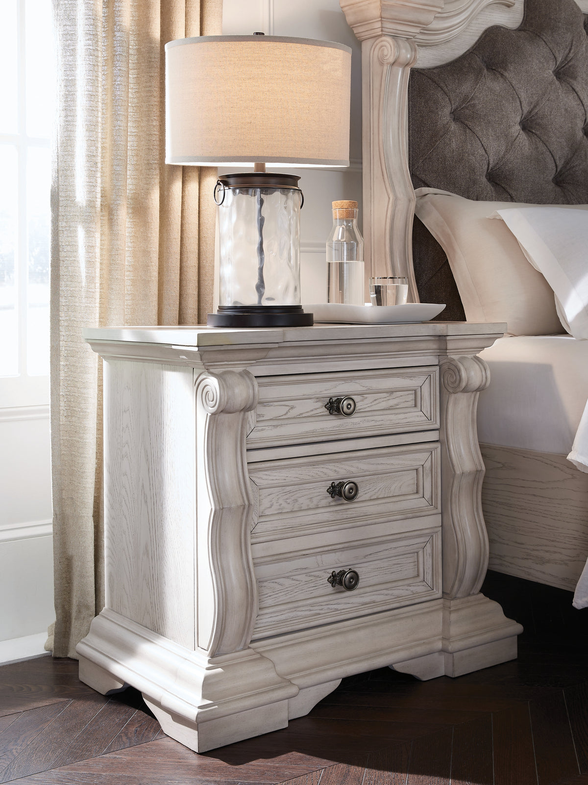 Prime Furniture - Ashley Furniture - Bruchandi Bedroom - Three Drawer Night Stand / Antique White - PCB948-93
