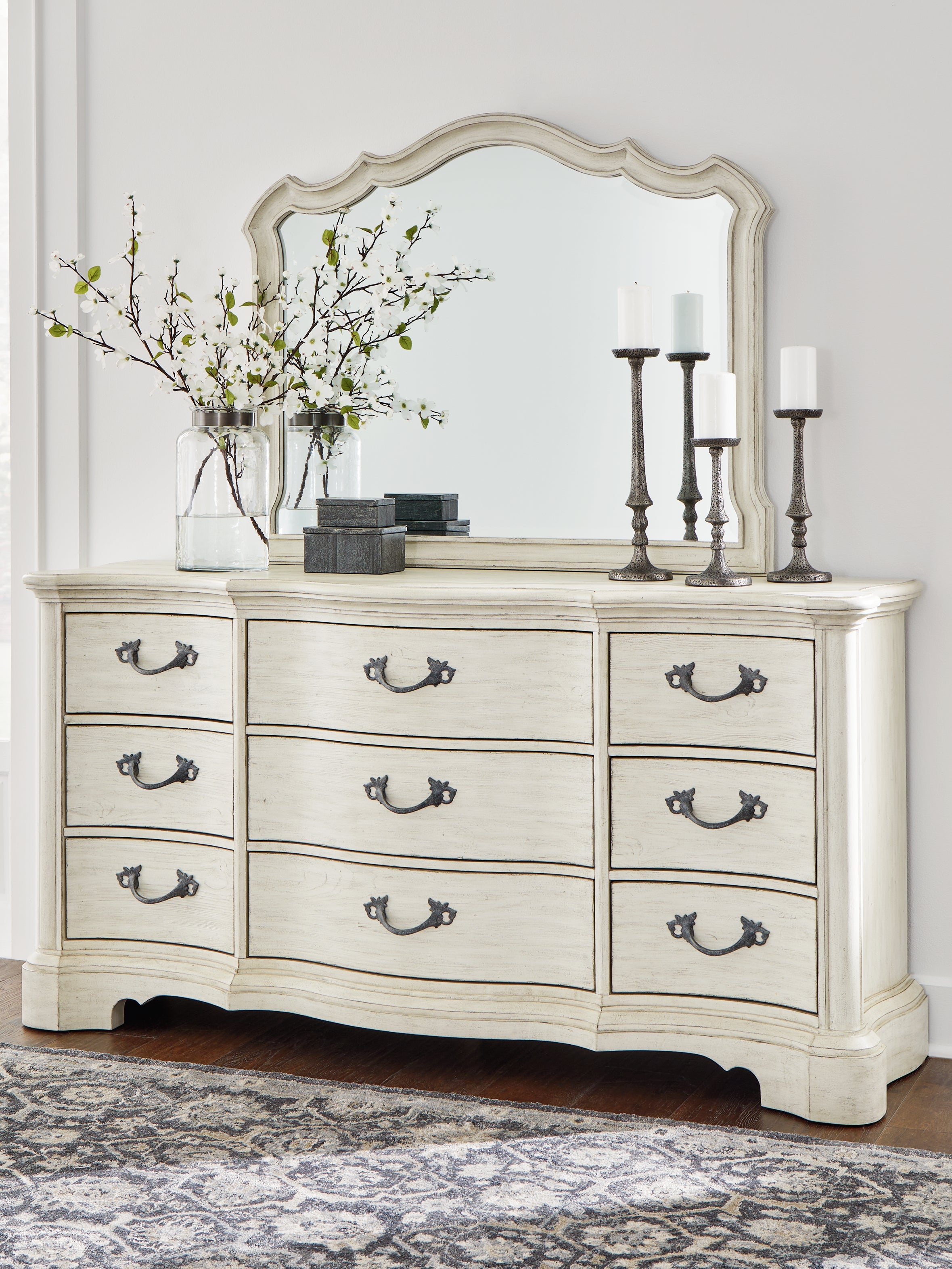 Prime Furniture - Ashley Furniture - Arlendyne Bedroom - Dresser and Mirror / Antique White - B980B1
