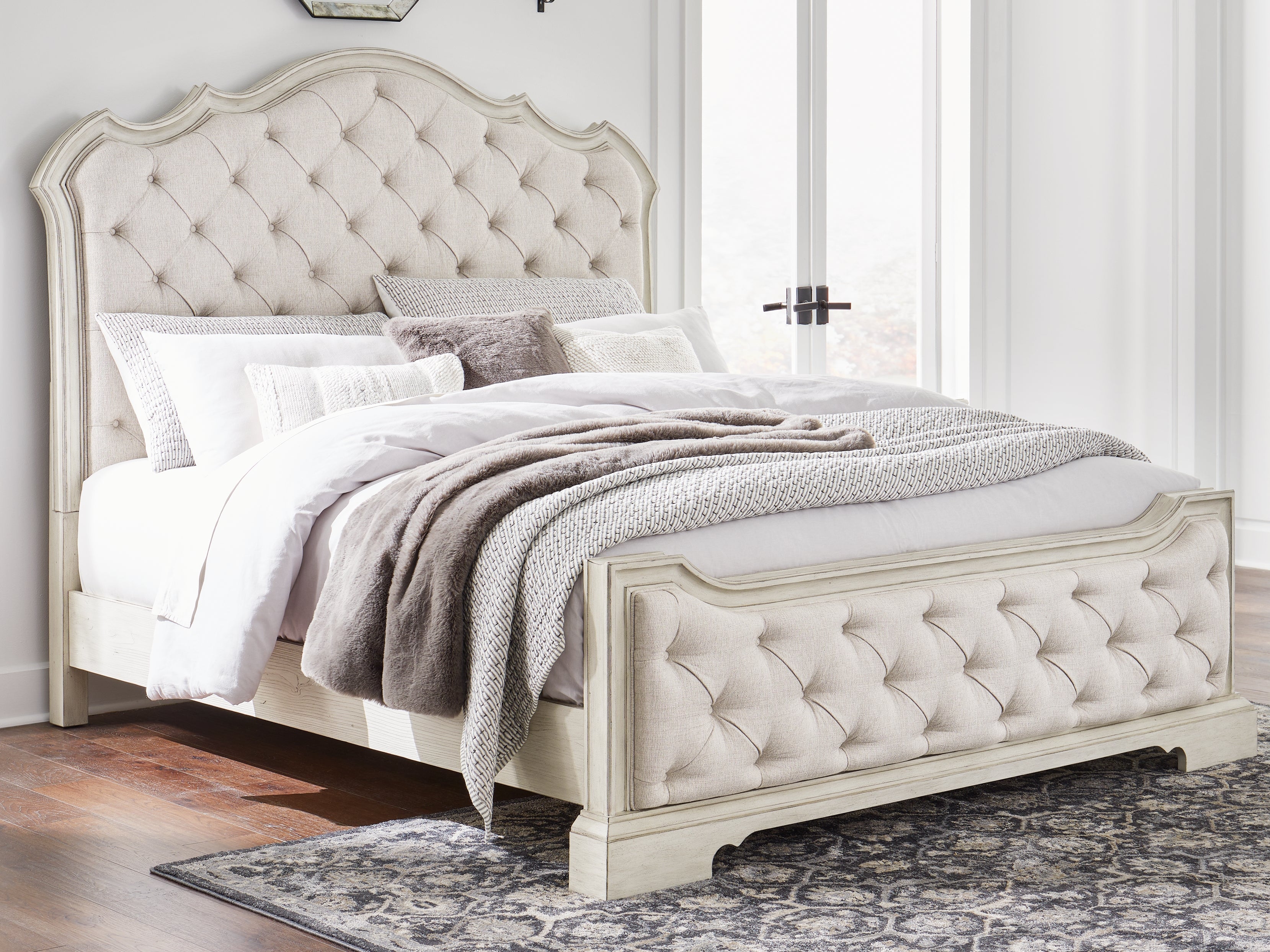 Prime Furniture - Ashley Furniture - Arlendyne Bedroom - California King Upholstered Bed / Antique White - B980B5