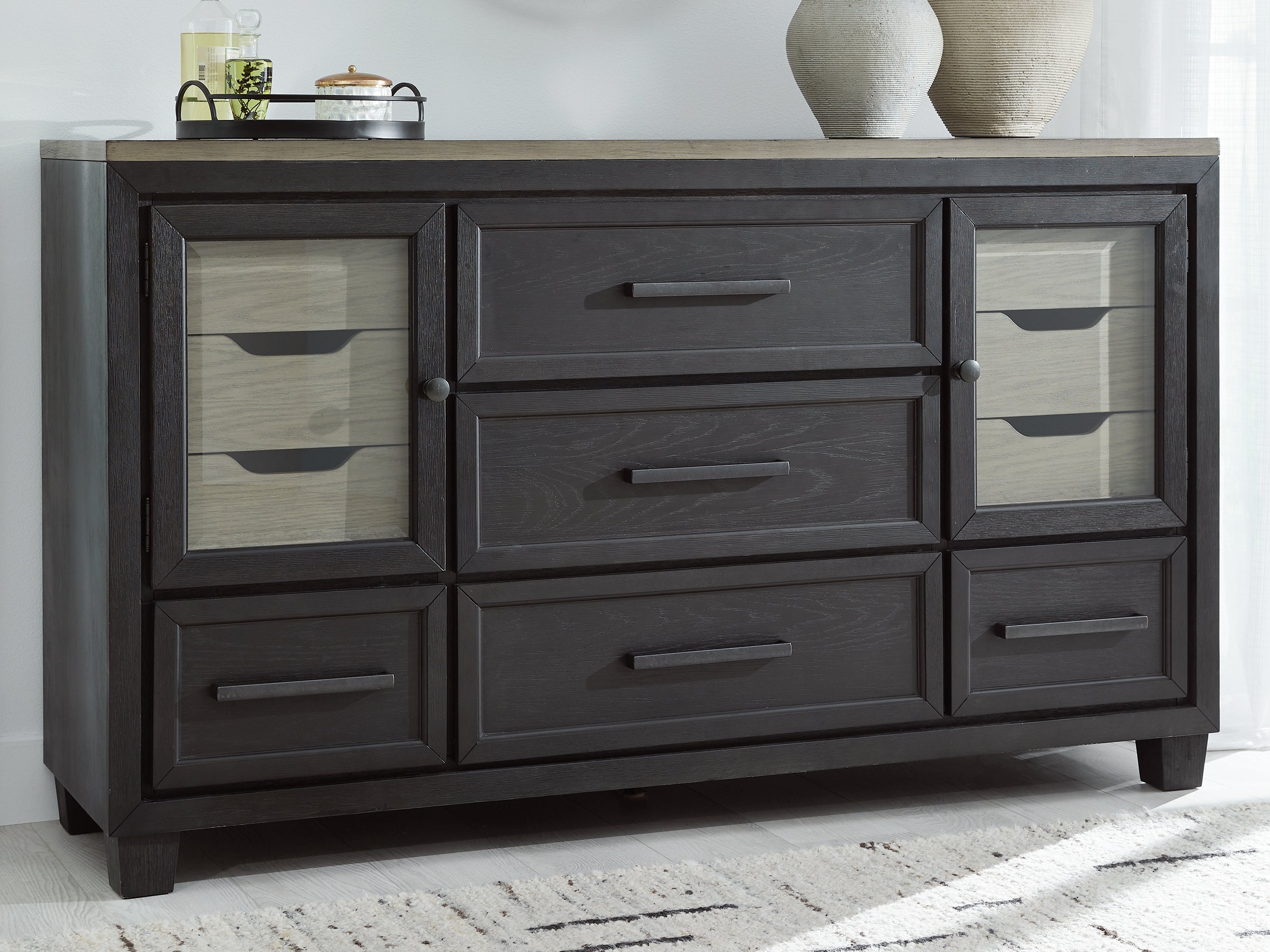 Prime Furniture - Ashley Furniture - Foyland Bedroom - Dresser / Black/Brown - B989-31