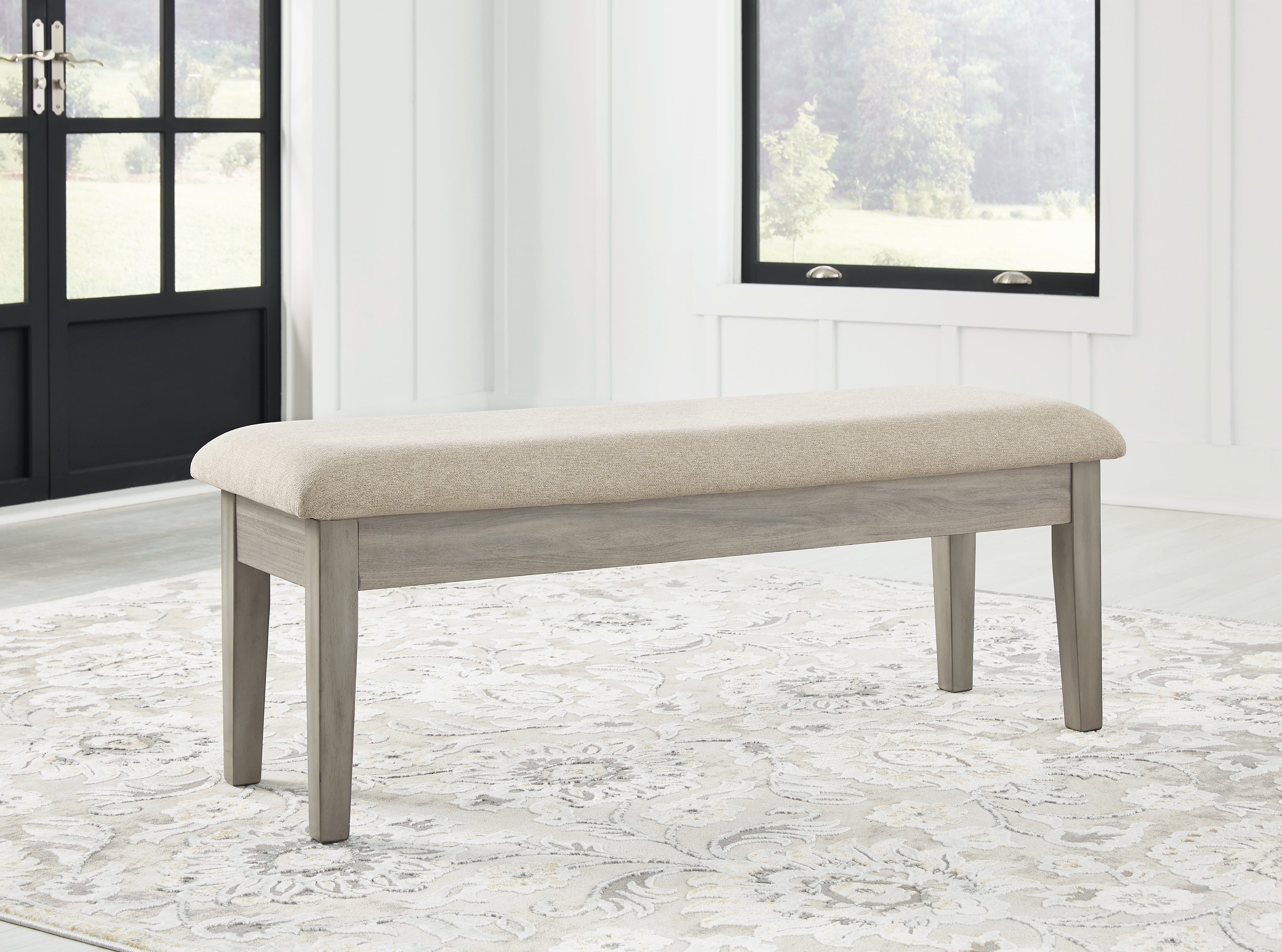 Prime Furniture - Ashley Furniture - Parellen Dining Room - Upholstered Storage Bench / Beige/Gray - D291-00