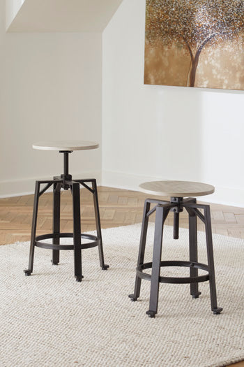 Prime Furniture - Ashley Furniture - Karisslyn Dining Room - Counter Height Stool (Set of 2) / Whitewash/Black - D336-024X2