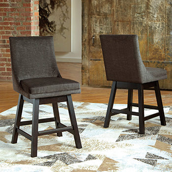 Prime Furniture - Ashley Furniture - Tallenger Dining Room - Counter Height Bar Stool (Set of 2) / Dark Gray - D380-624X2