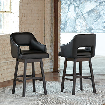 Prime Furniture - Ashley Furniture - Tallenger Dining Room - Bar Height Bar Stool (Set of 2) / Black/Dark Brown - D380-930X2