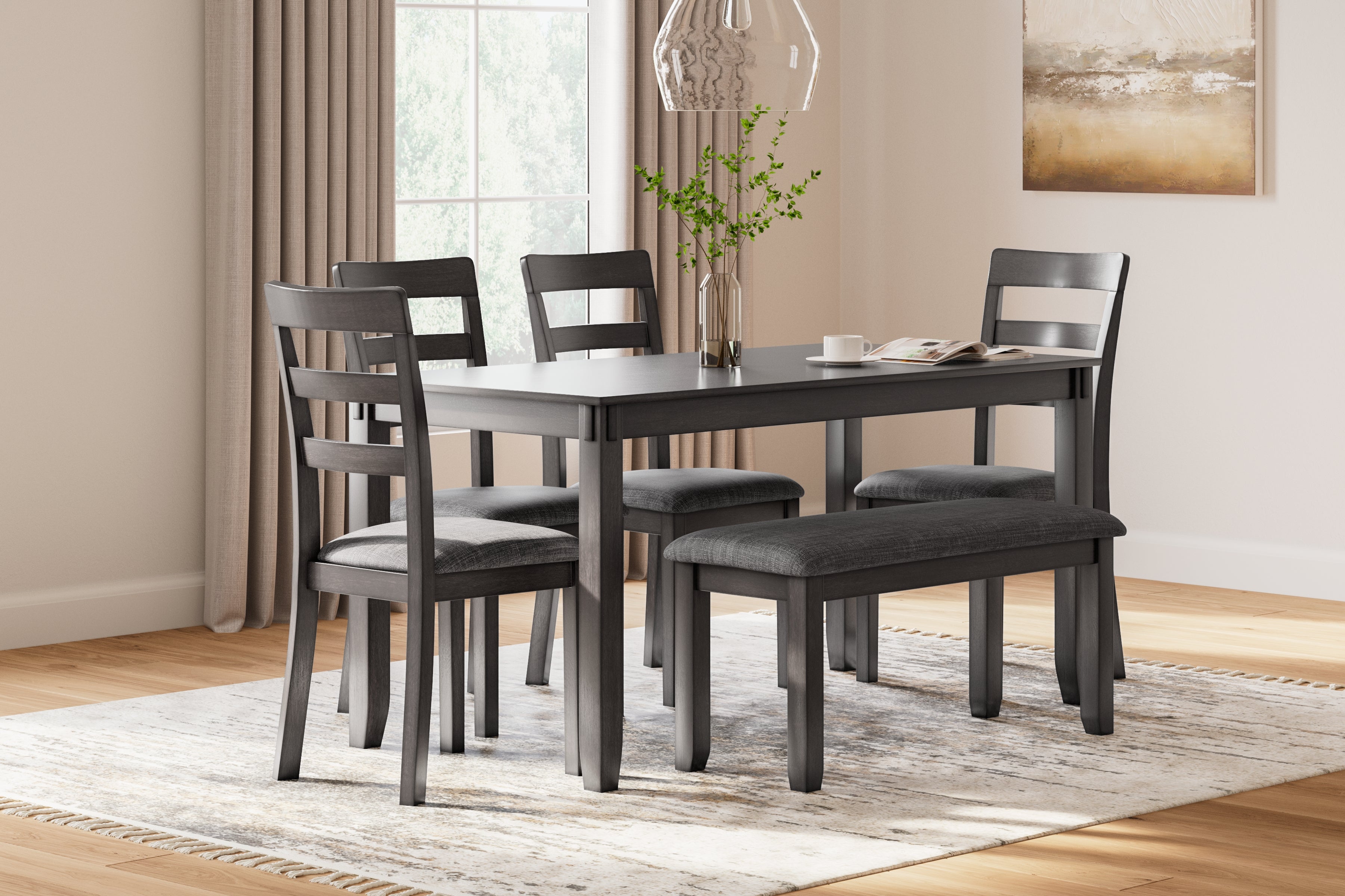 Prime Furniture - Ashley Furniture - Bridson Dining Room - RECT DRM Table Set (6/CN) / Gray - D383-325