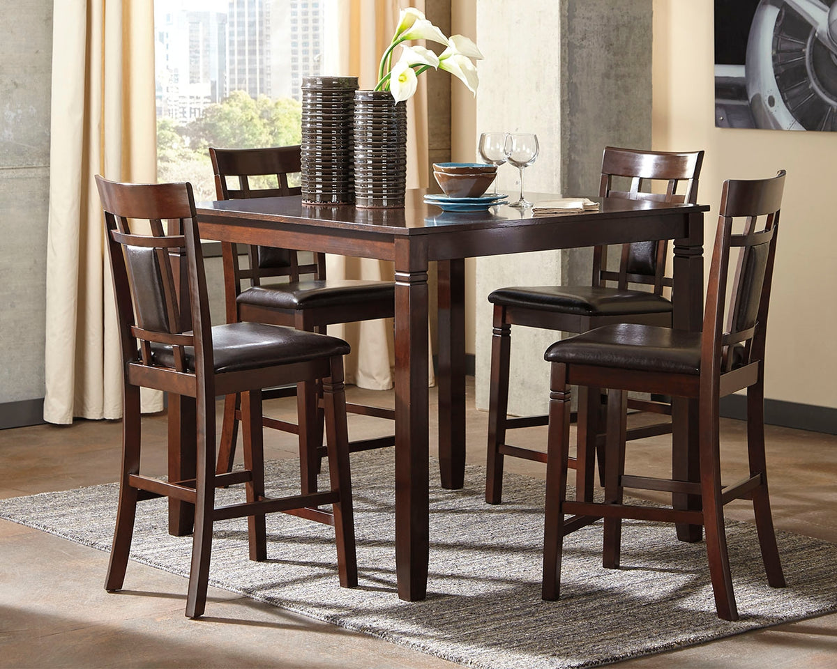 Prime Furniture - Ashley Furniture - Bennox Dining Room - DRM Counter Table Set (5/CN) / Brown - D384-223