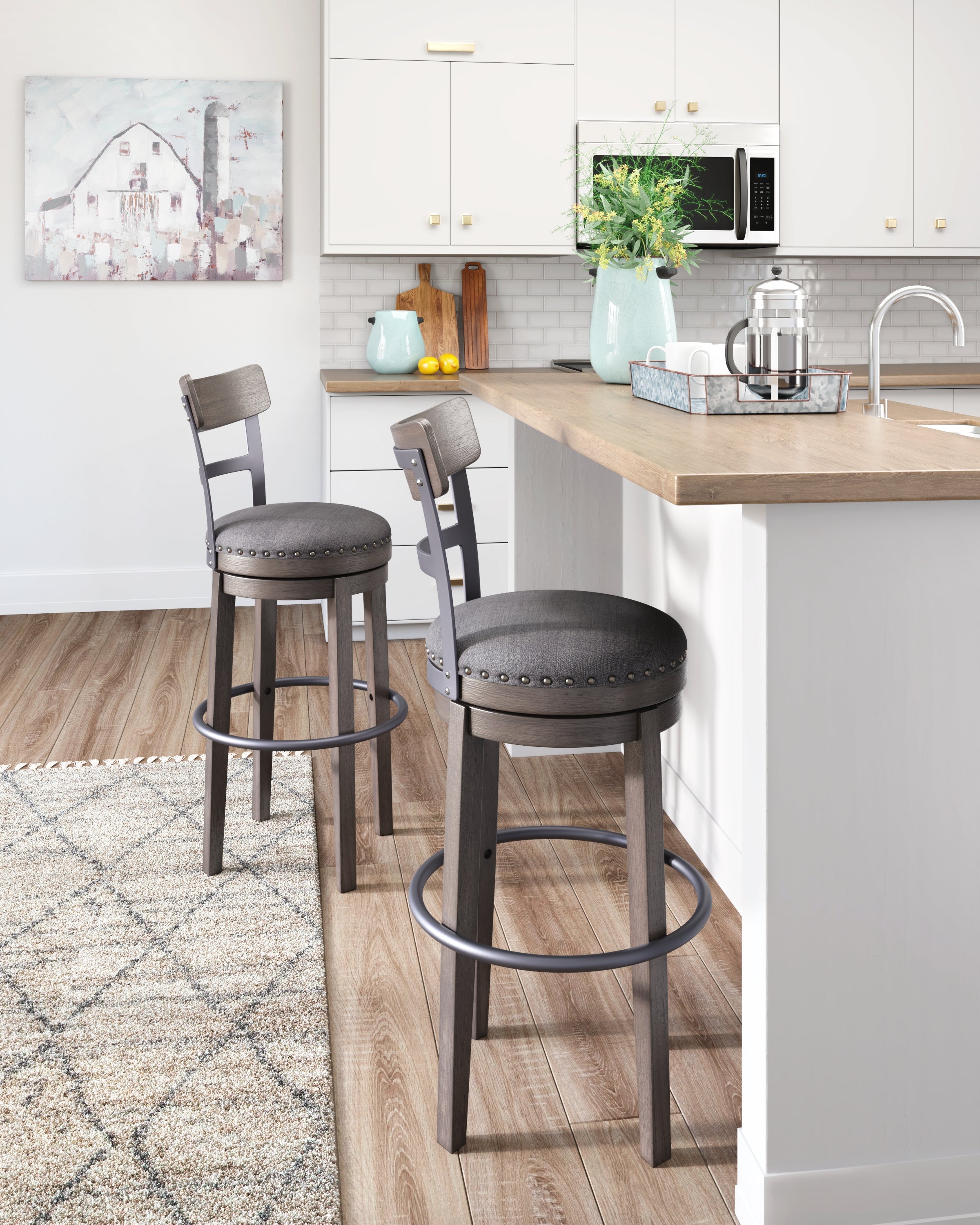 Prime Furniture - Ashley Furniture - Caitbrook Dining Room - Tall UPH Swivel Barstool(1/CN) / Gray - D388-230