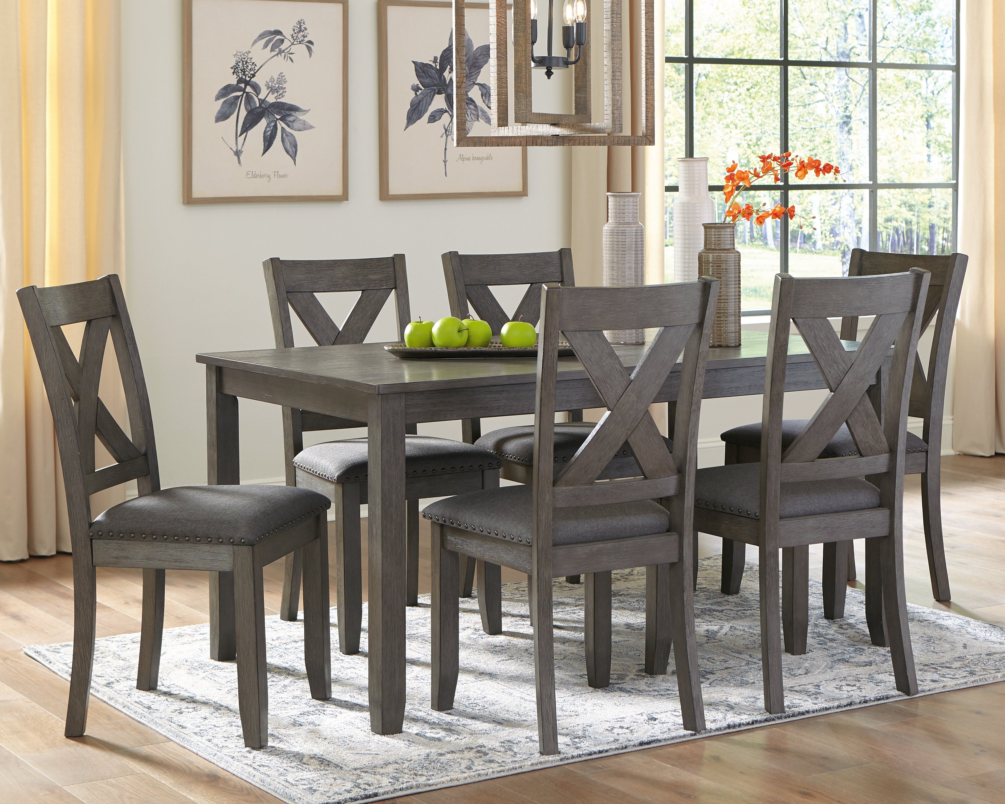 Prime Furniture - Ashley Furniture - Caitbrook Dining Room - RECT DRM Table Set (7/CN) / Gray - D388-425