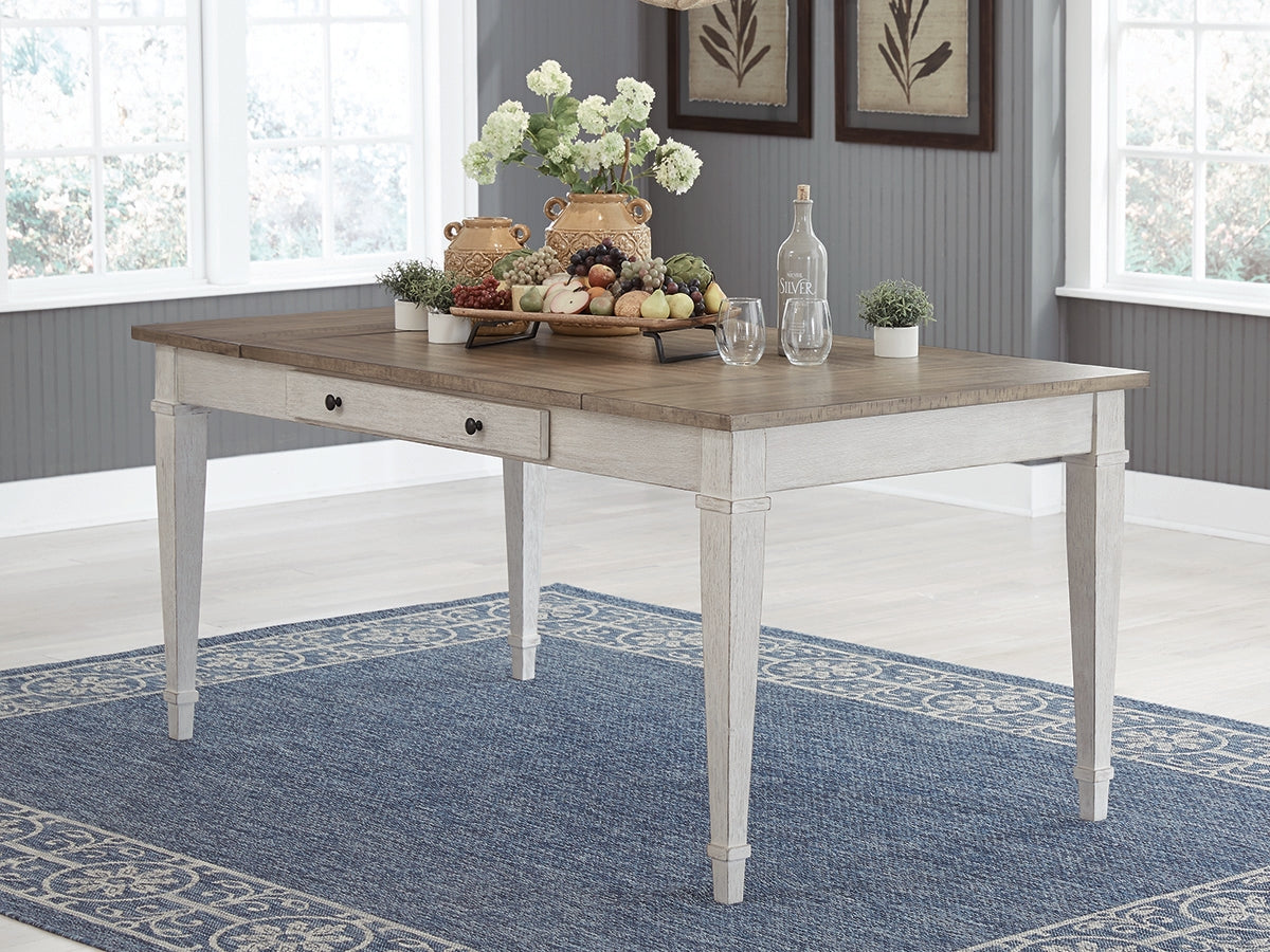 Prime Furniture - Ashley Furniture - Skempton Dining Room - RECT DRM Table w/Storage / White/Light Brown - D394-25