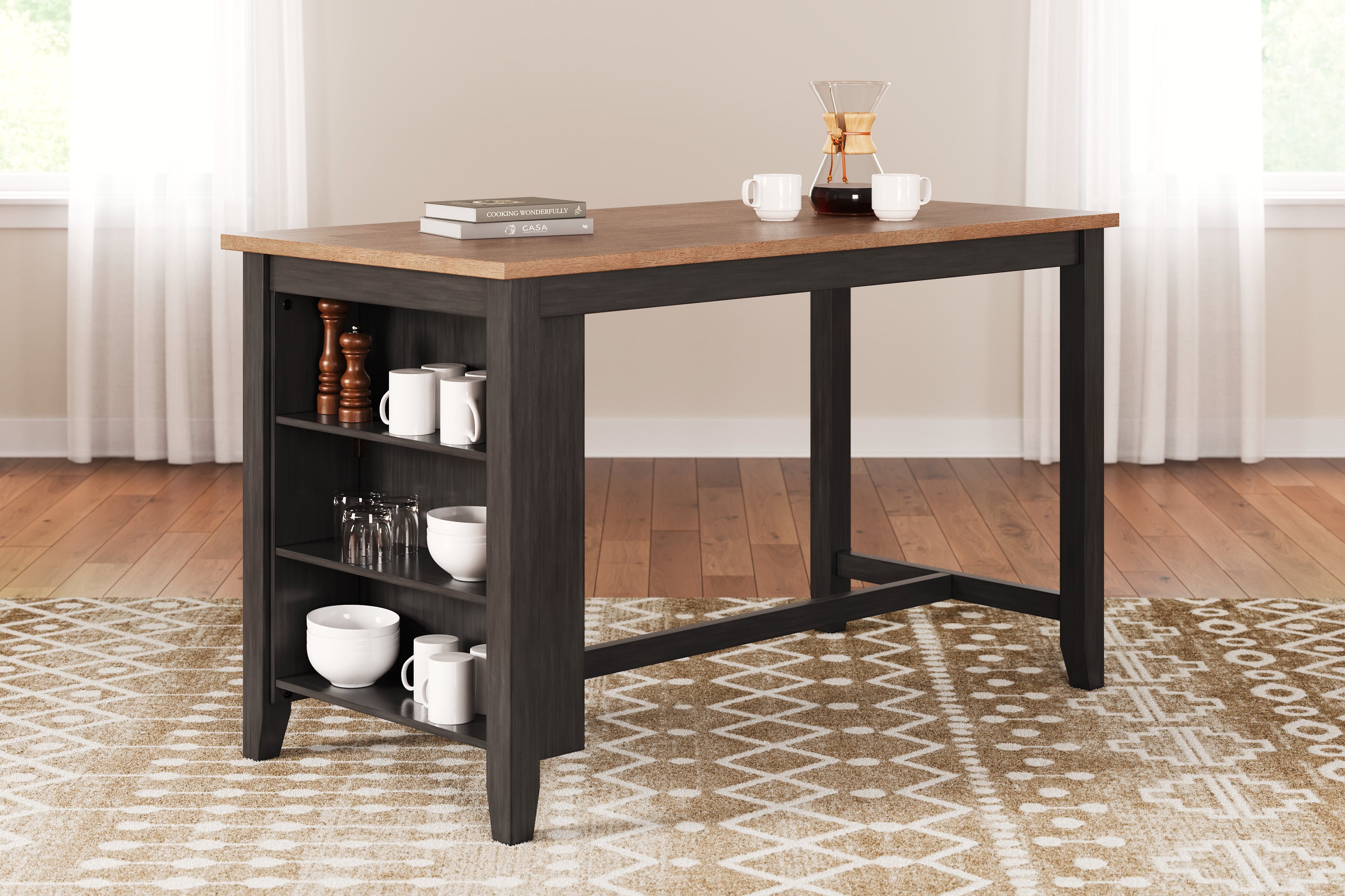 Prime Furniture - Ashley Furniture - Gesthaven Dining Room - RECT Dining Room Counter Table / Natural/Brown - D396-13