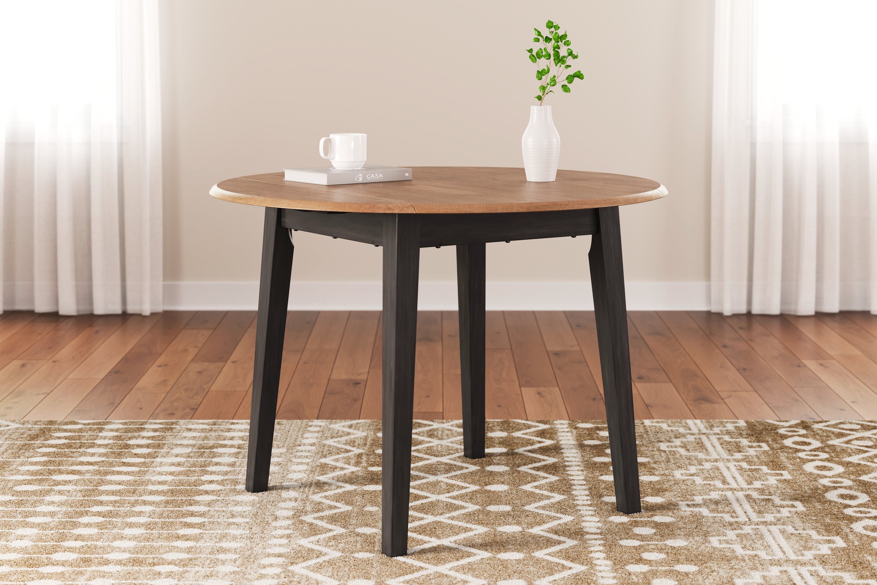 Prime Furniture - Ashley Furniture - Gesthaven Dining Room - Round DRM Drop Leaf Table / Natural/Brown - D396-15
