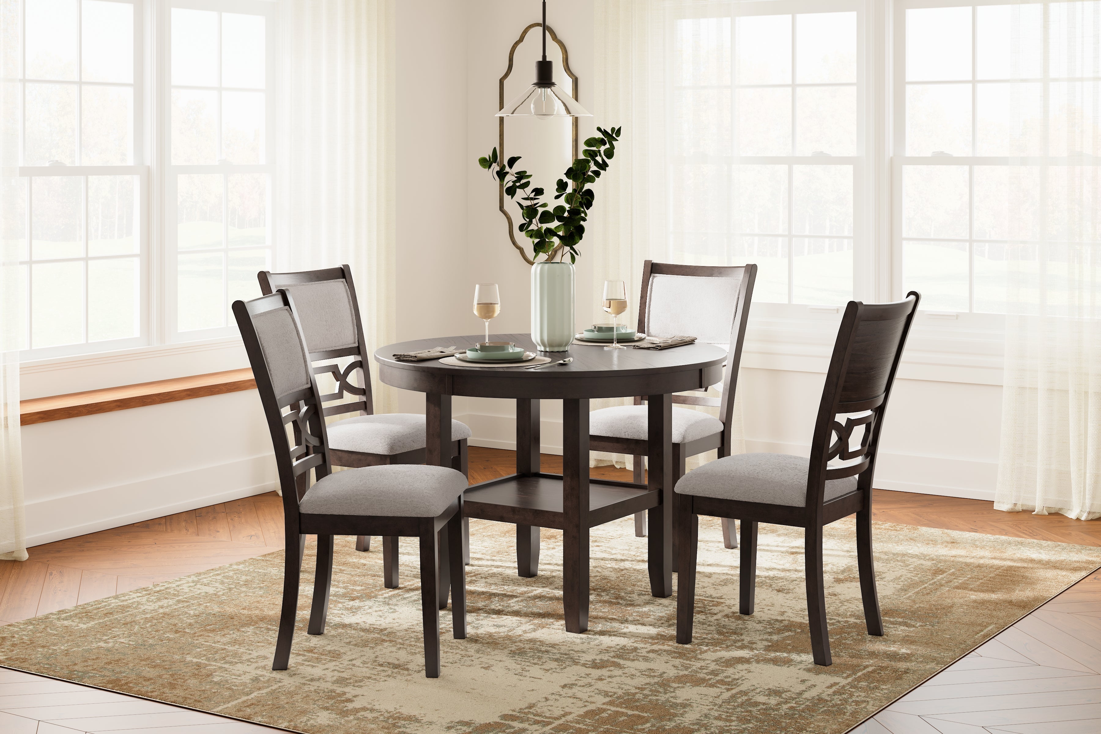 Prime Furniture - Ashley Furniture - Langwest Dining Room - Dining Room Table Set (5/CN) / Brown - D422-225