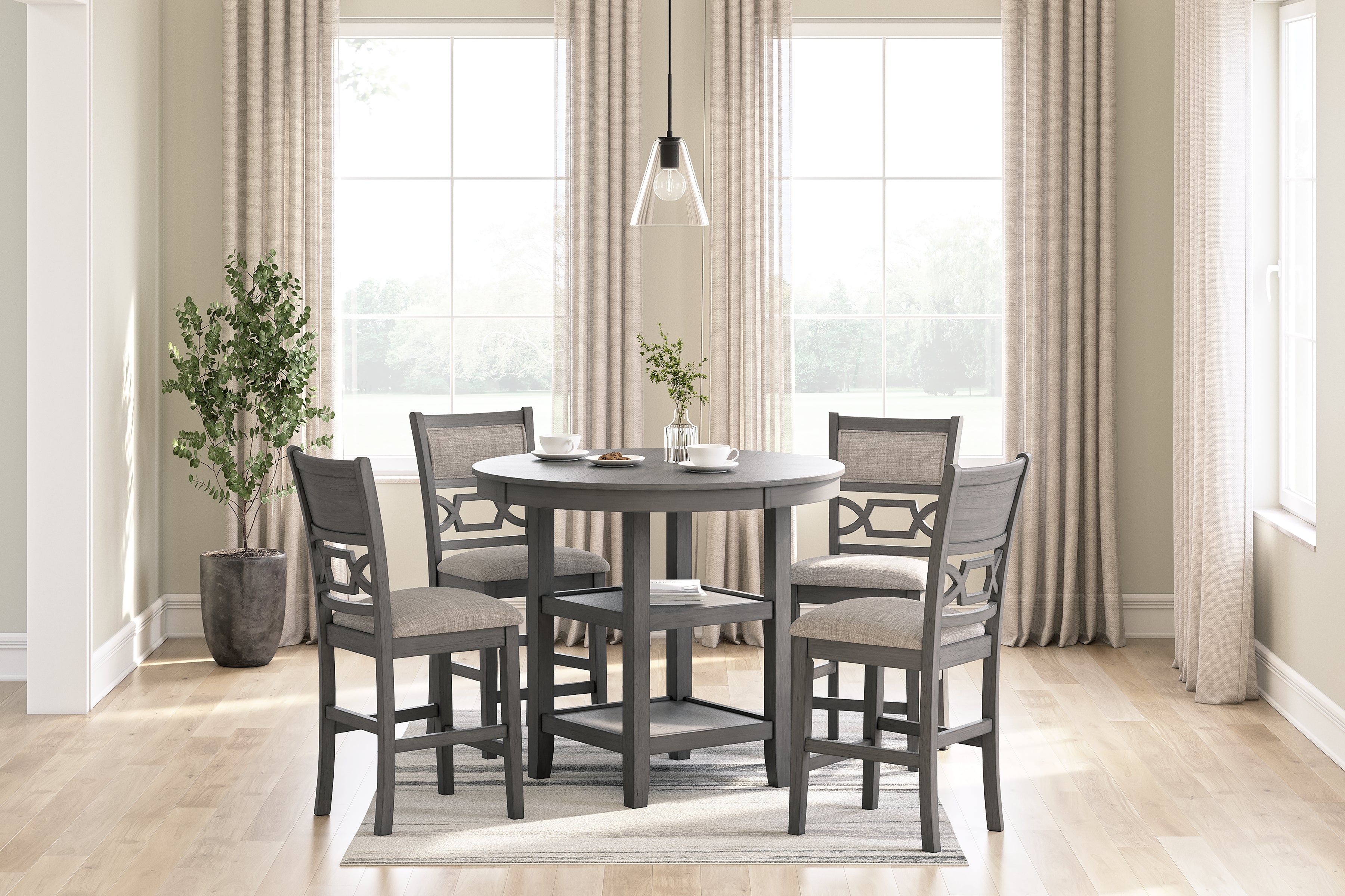 Prime Furniture - Ashley Furniture - Wrenning Dining Room - DRM Counter Table Set (5/CN) / Gray - D425-223