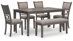 Prime Furniture - Ashley Furniture - Wrenning Dining Room - Dining Room Table Set (6/CN) / Gray - D425-325