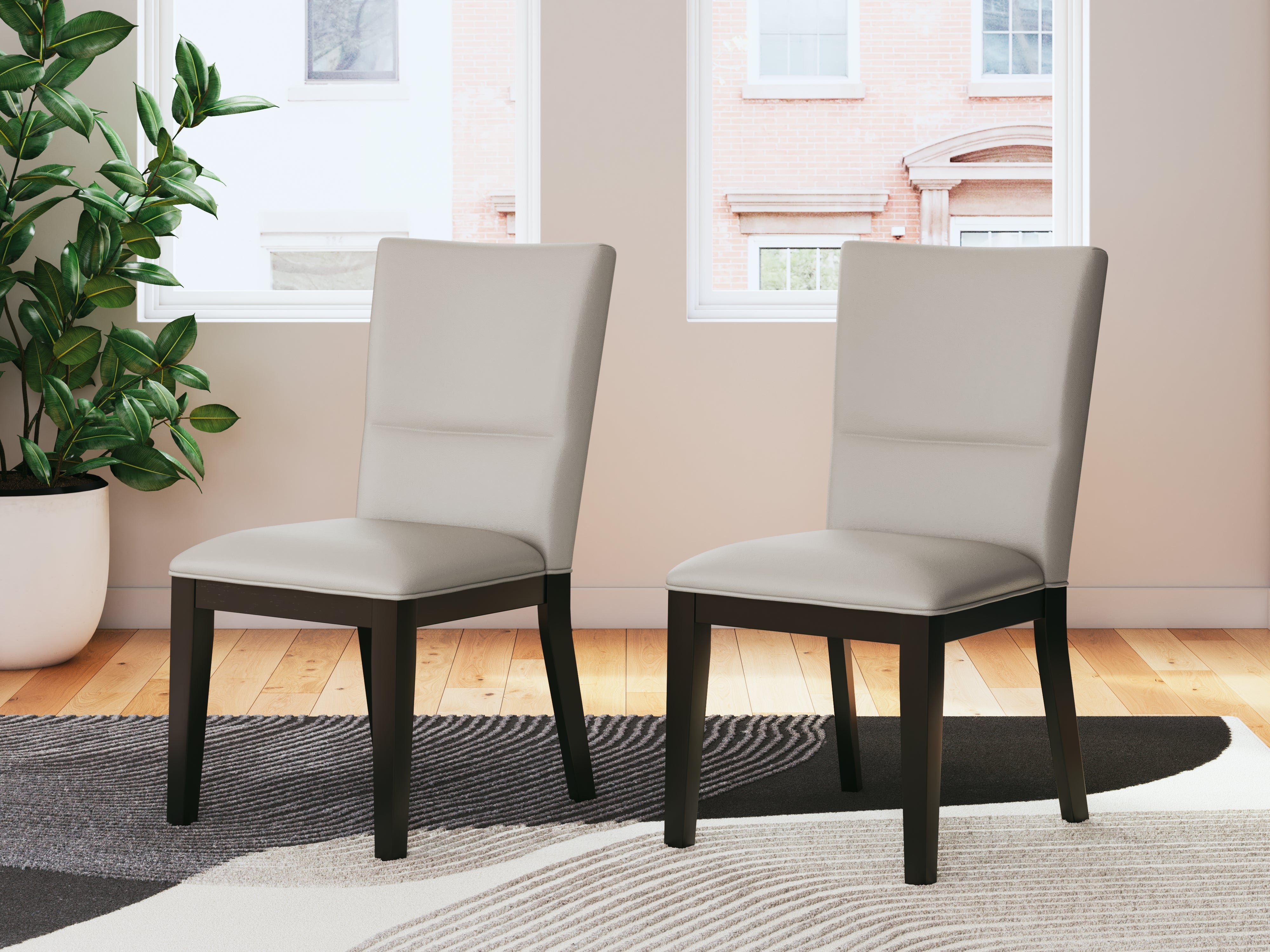 Prime Furniture - Ashley Furniture - Glinari Dining Room - Dining Chair  (Set of 2) / Taupe/Black - D476-01X2
