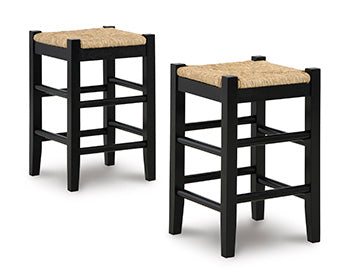 Prime Furniture - Ashley Furniture - Mirimyn Dining Room - Counter Height Bar Stool (Set of 2) / Black - D508-124X2