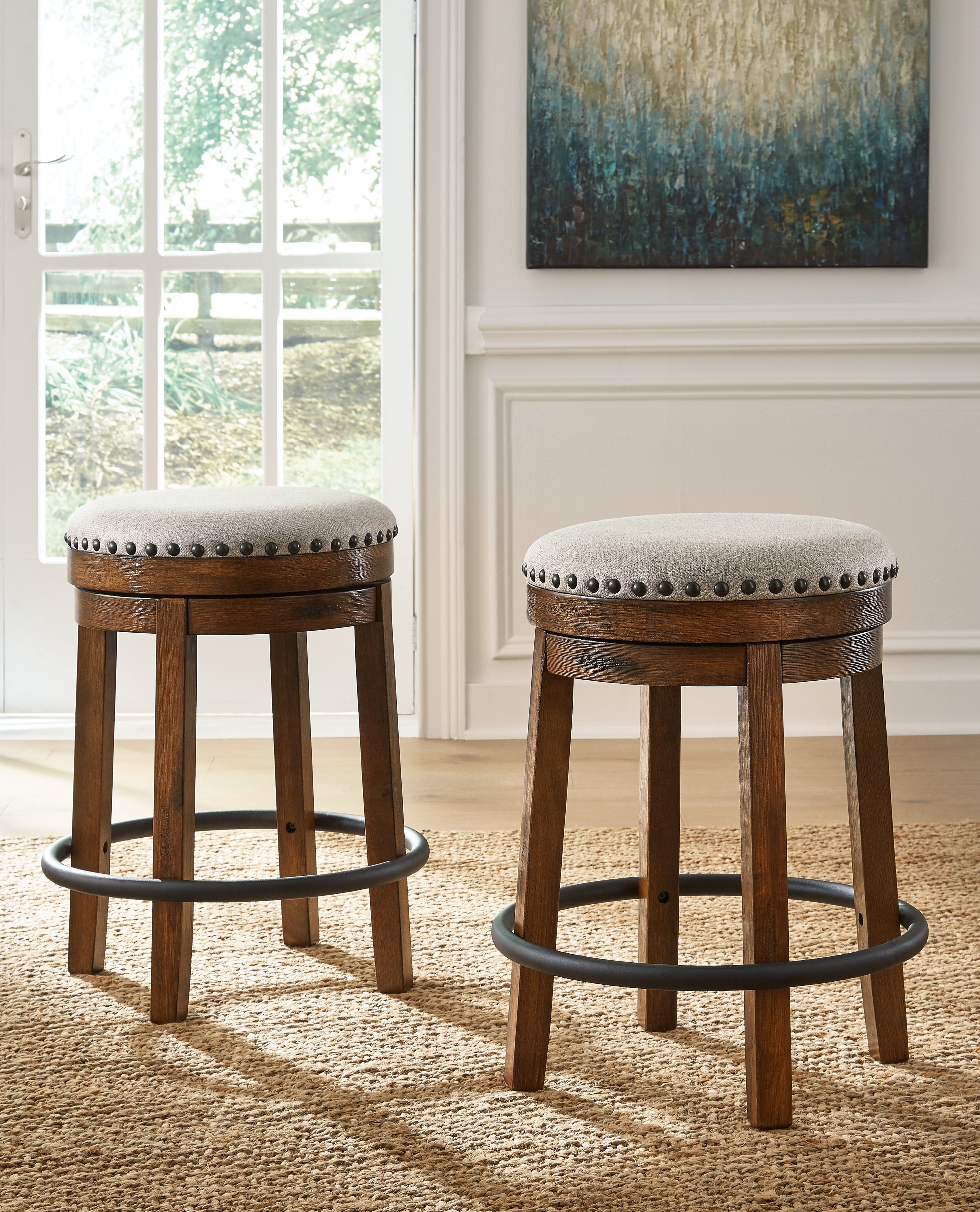 Prime Furniture - Ashley Furniture - Valebeck Dining Room - UPH Swivel Stool (1/CN) / Brown/Black - D546-124