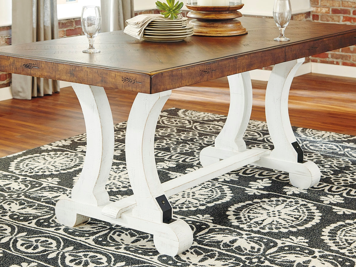 Prime Furniture - Ashley Furniture - Valebeck Dining Room - Rectangular Dining Room Table / White/Brown - D546-35