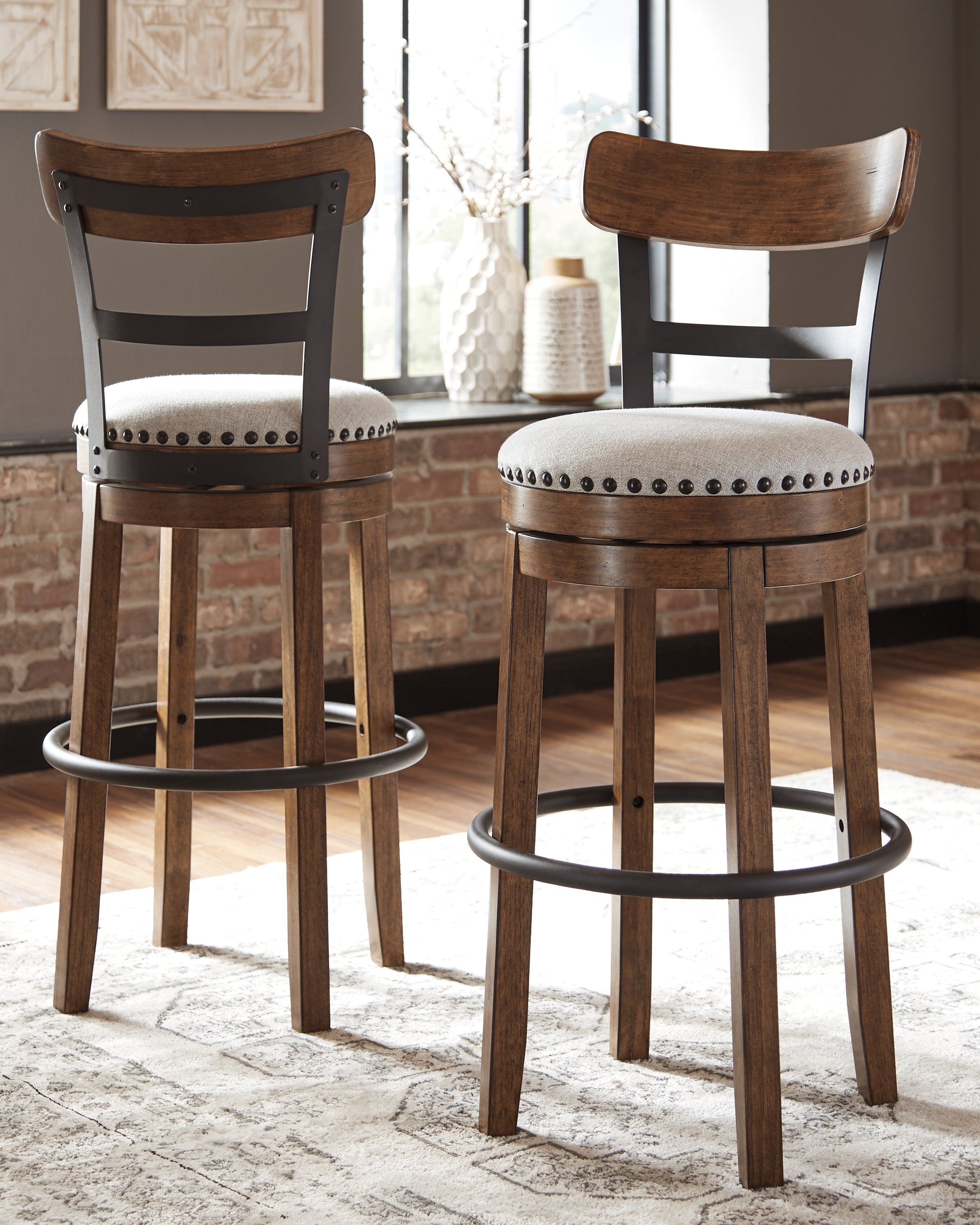 Prime Furniture - Ashley Furniture - Valebeck Dining Room - Tall UPH Swivel Barstool(1/CN) / Brown - D546-430