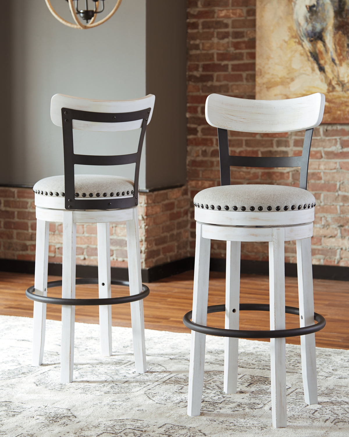Prime Furniture - Ashley Furniture - Valebeck Dining Room - UPH Swivel Stool (1/CN) / Black - D546-824
