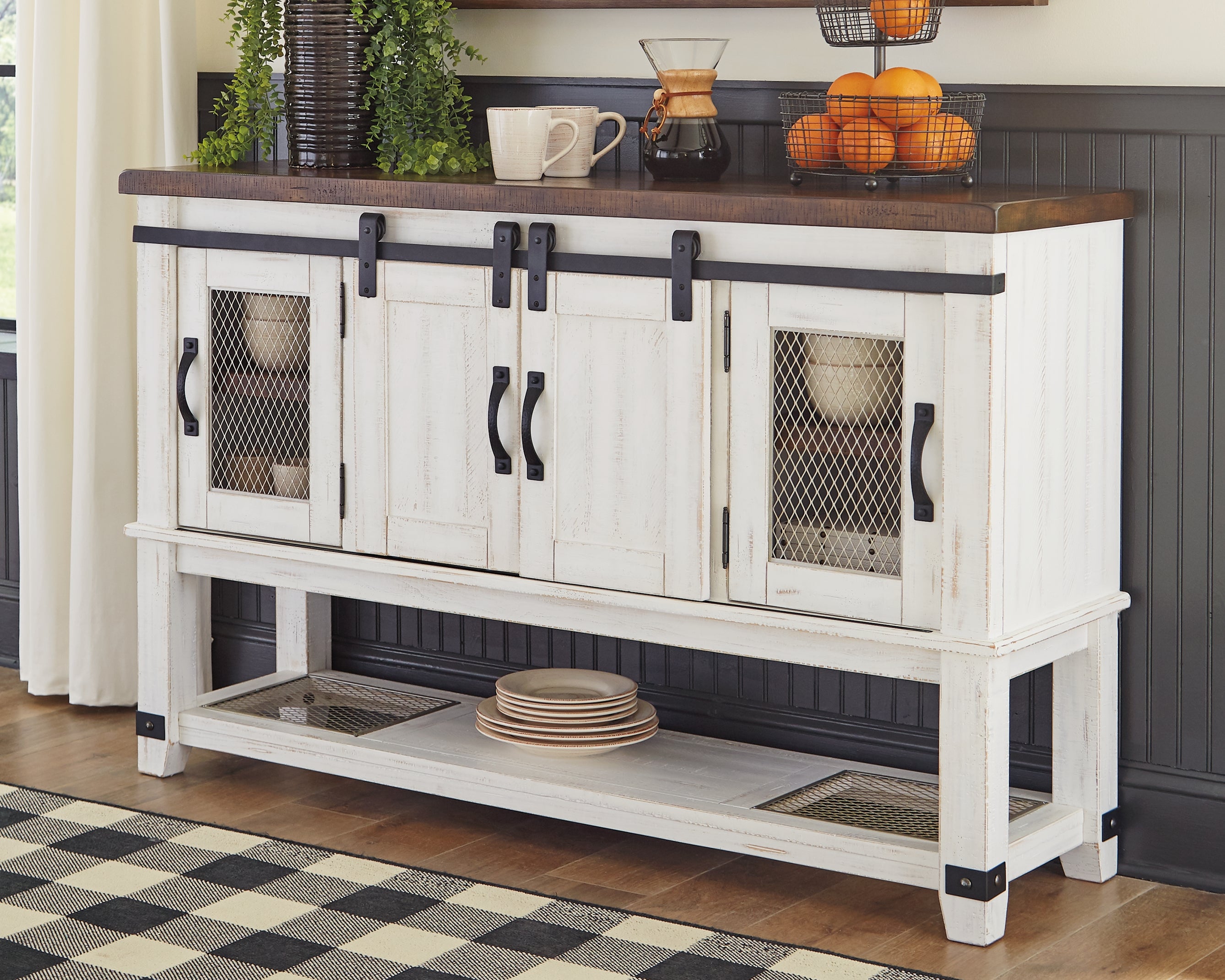 Prime Furniture - Ashley Furniture - Valebeck Dining Room - Dining Room Server / White/Brown - D546-60