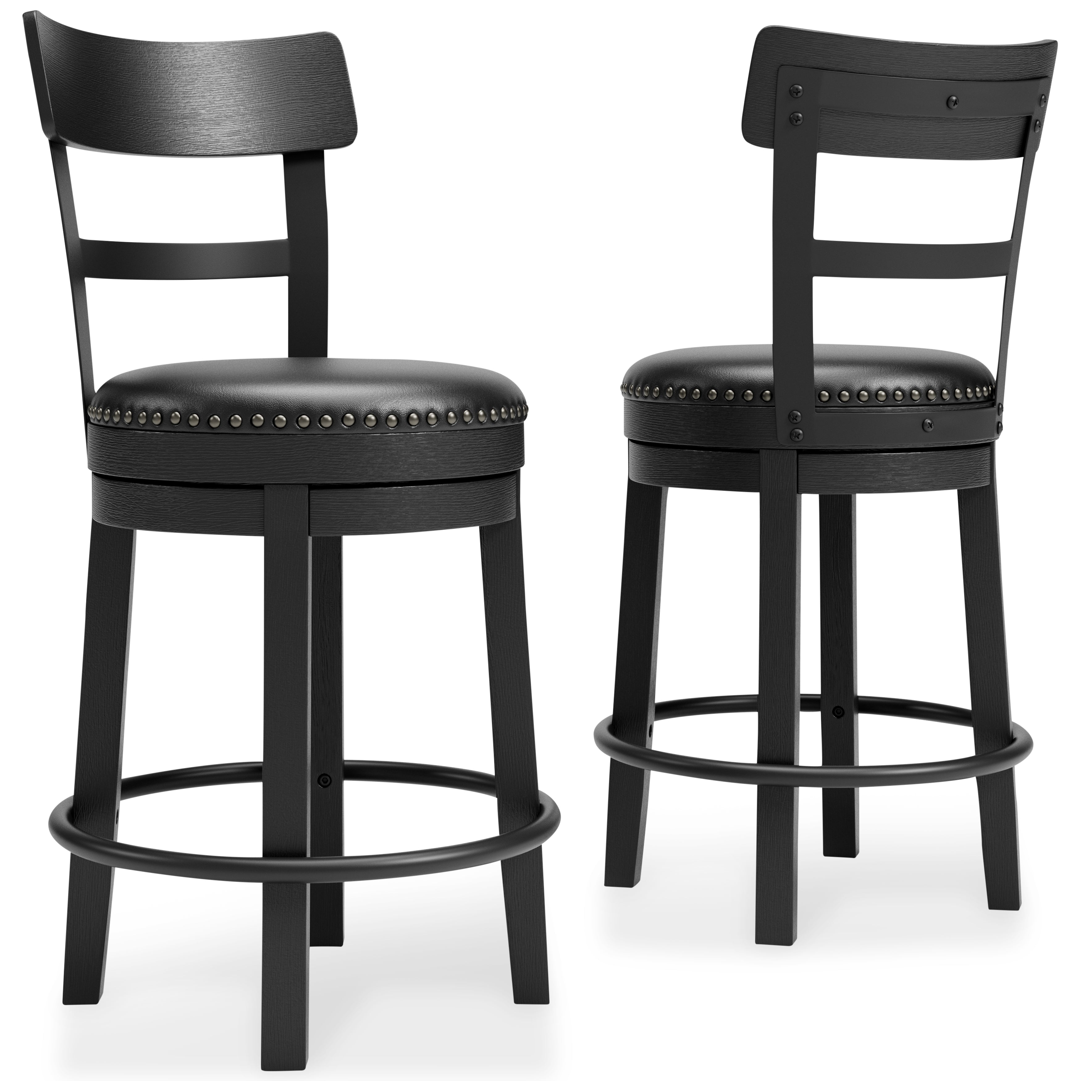 Prime Furniture - Ashley Furniture - Valebeck Dining Room - UPH Swivel Barstool (1/CN) / Black - D546-624
