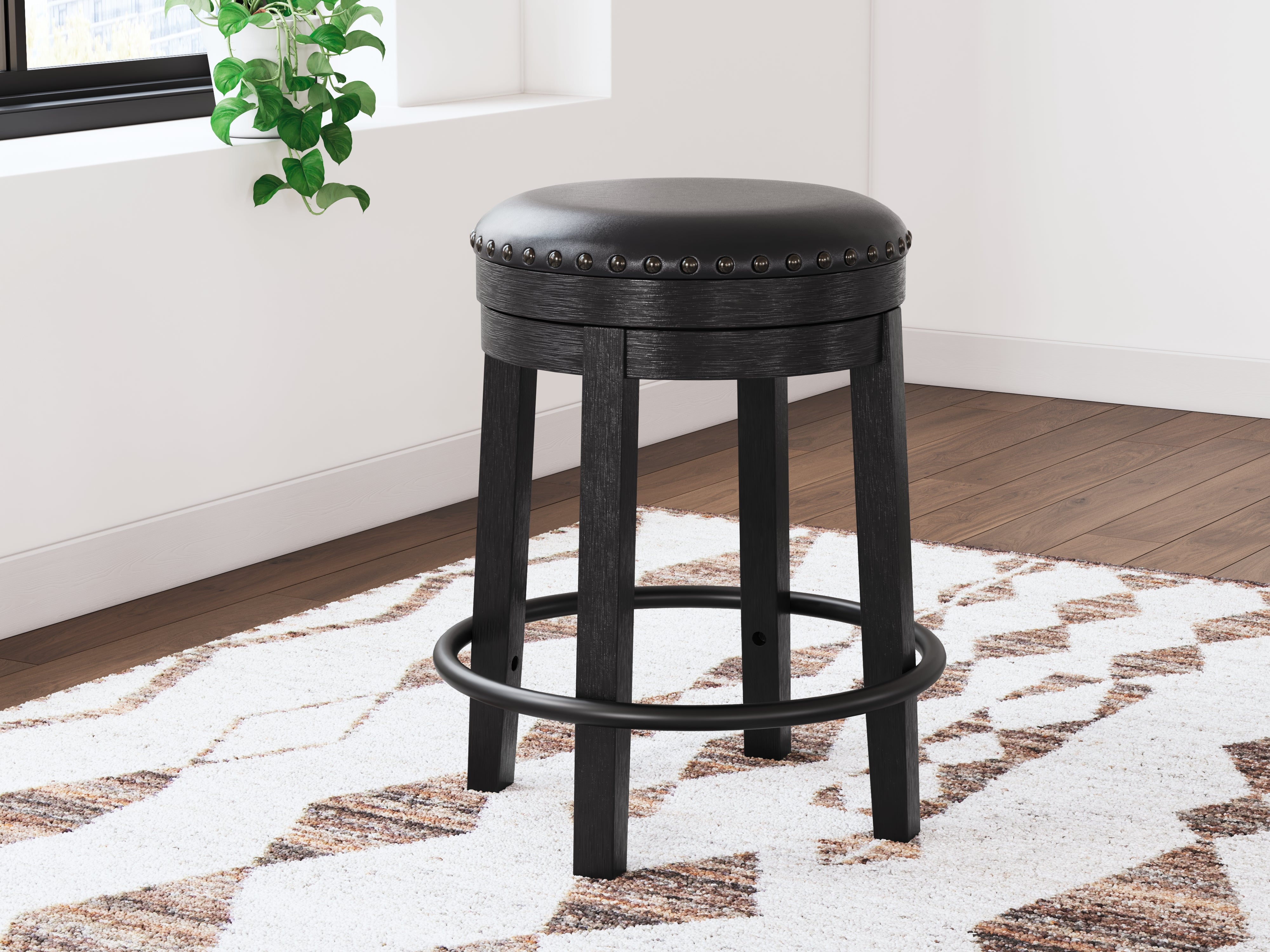 Prime Furniture - Ashley Furniture - Valebeck Dining Room - UPH Swivel Stool (1/CN) / Black - D546-824