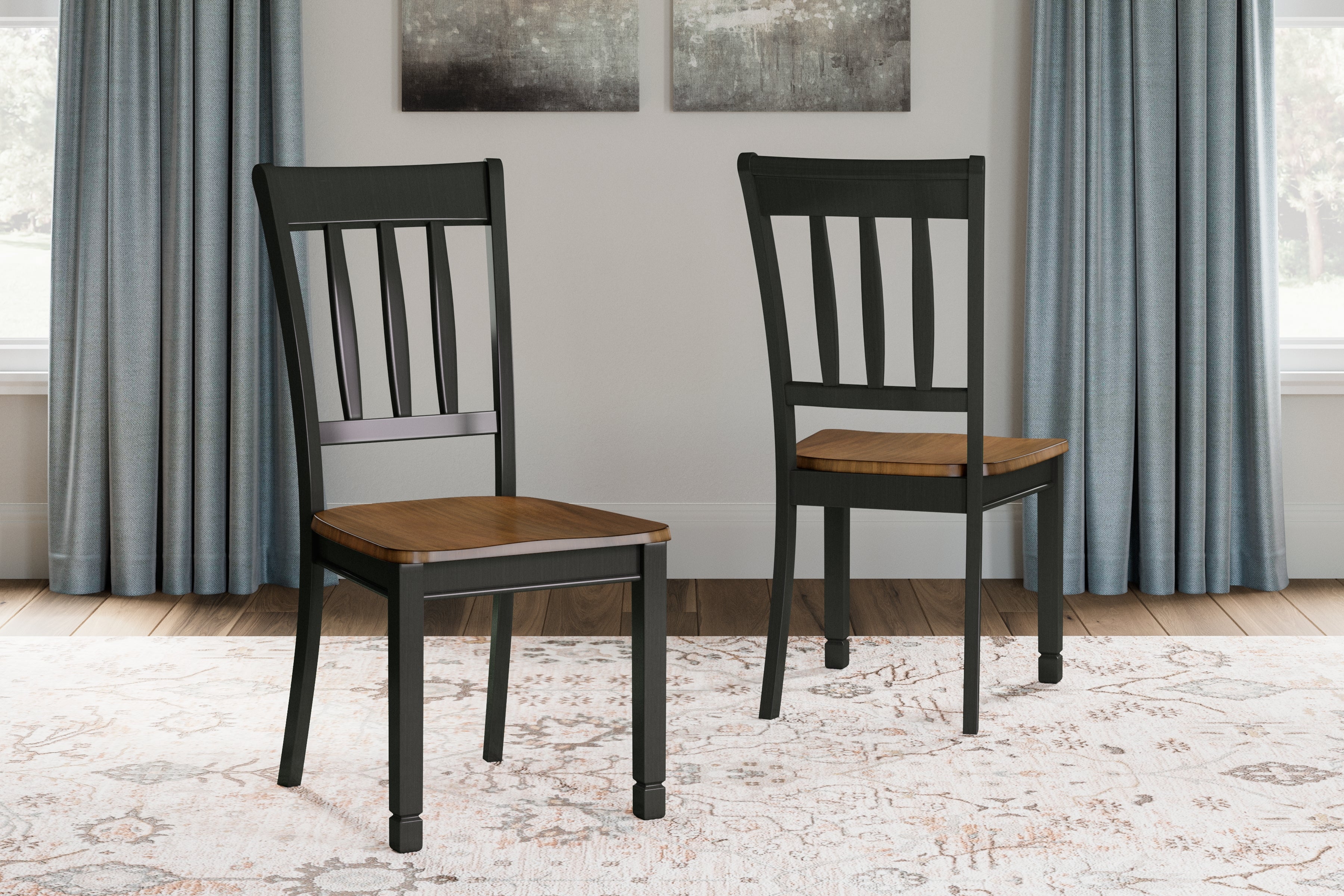 Prime Furniture - Ashley Furniture - Owingsville Dining Room - Dining Chair (Set of 2) / Black/Brown - D580-02X2
