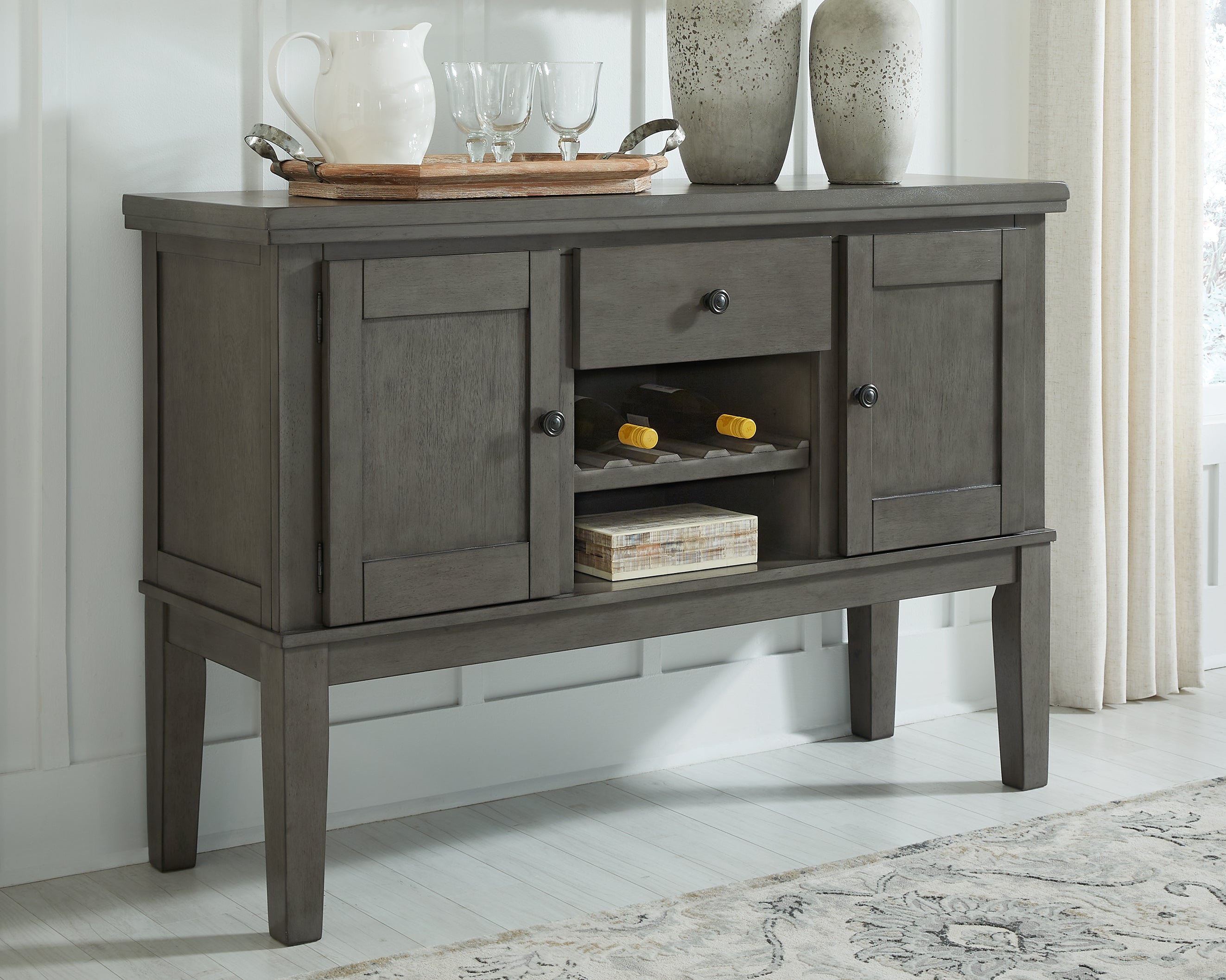 Prime Furniture - Ashley Furniture - Hallanden Dining Room - Dining Room Server / Gray - D589-60