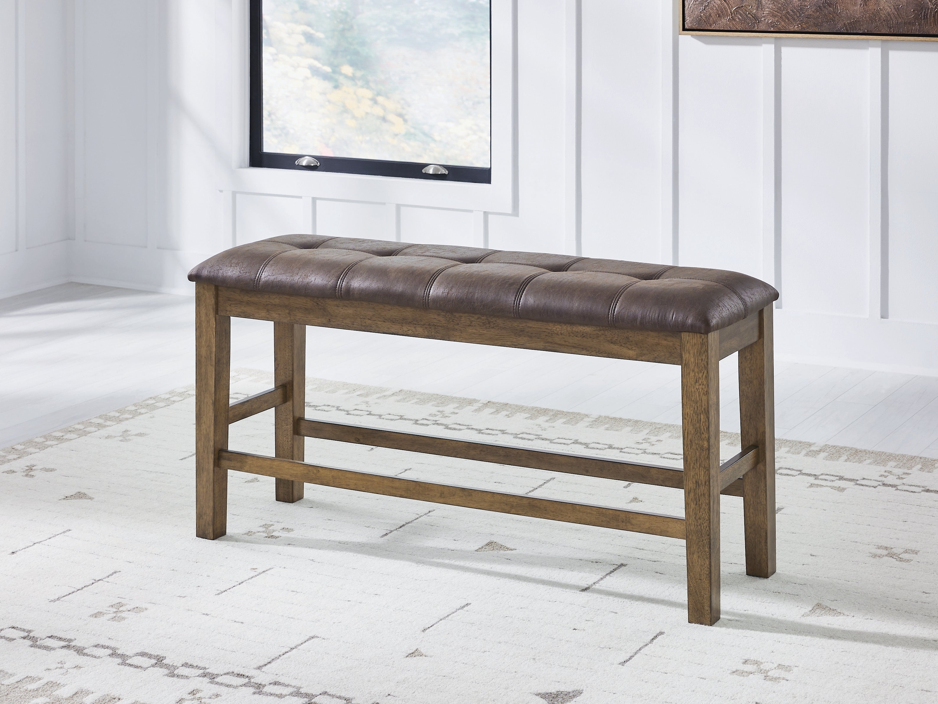 Prime Furniture - Ashley Furniture - Urbinforte Dining Room - DBL Counter UPH Bench (1/CN) / Light Brown / 50"W x 16"D x 26"H - PCD592-09