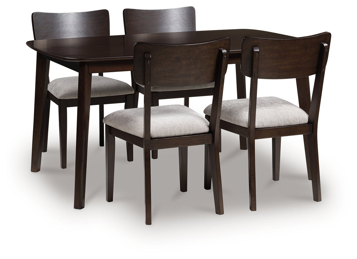 Prime Furniture - Ashley Furniture - Mallenette Dining Table and 4 Chairs (Set of 5) - Dining Room Table Set (5/CN) / Merlot - PCD607-225