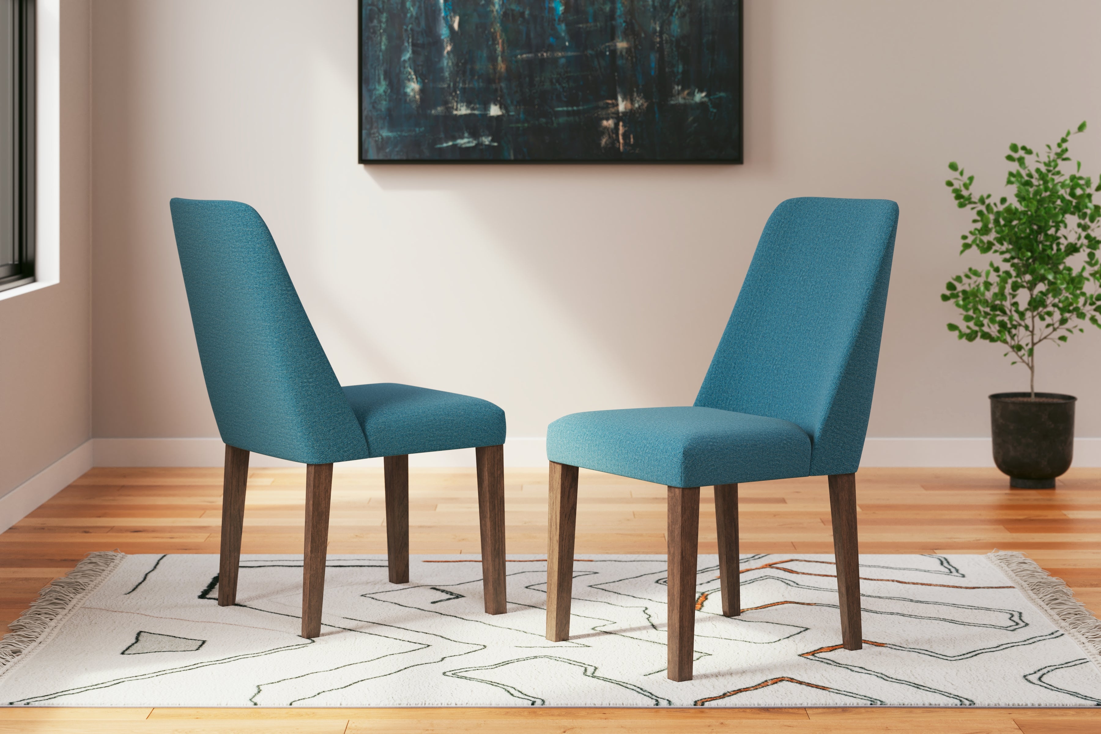 Prime Furniture - Ashley Furniture - Lyncott Dining Room - Dining Chair (Set of 2) / Blue/Brown - D615-03X2
