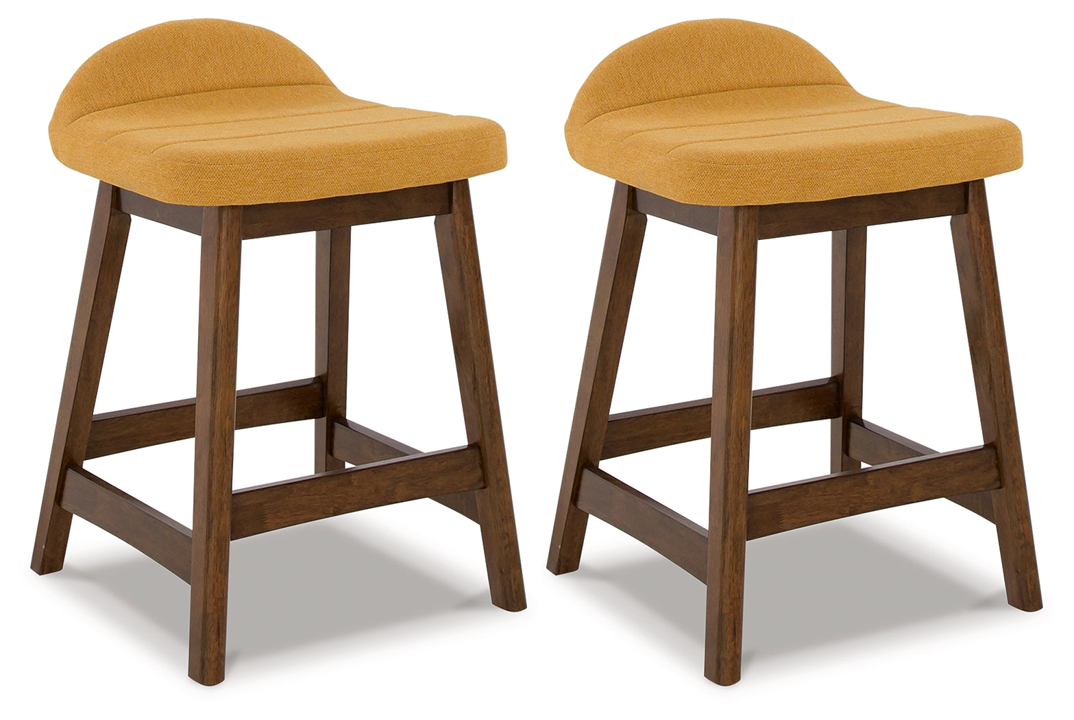 Prime Furniture - Ashley Furniture - Lyncott Dining Room - Counter Height Bar Stool (Set of 2) / Mustard/Brown - D615-424X2