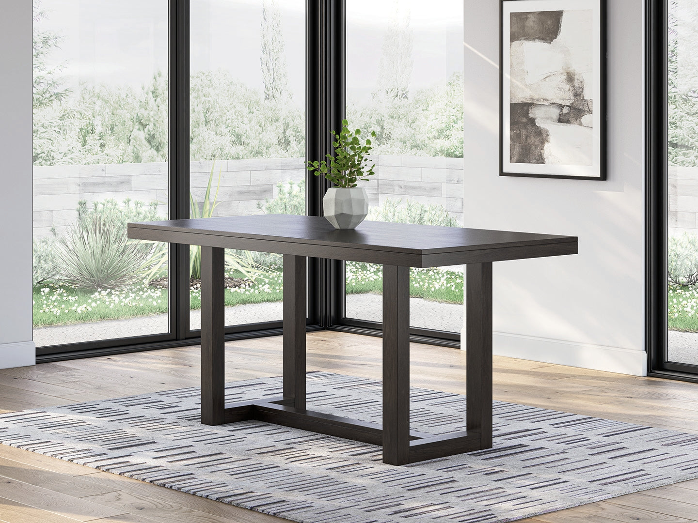 Prime Furniture - Ashley Furniture - Neymorton Dining Room - RECT Dining Room Counter Table / Dark Grayish Brown - D618-13