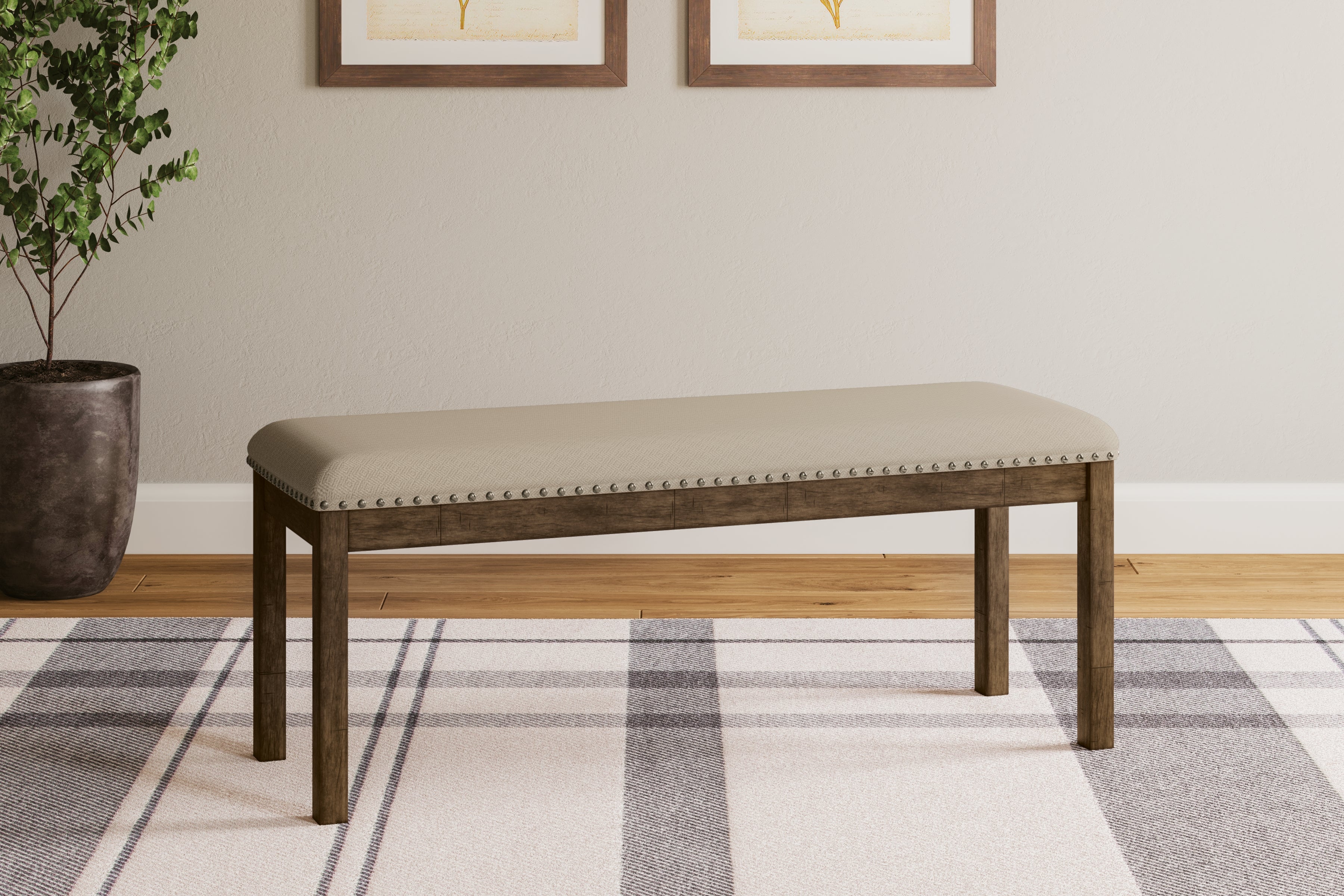 Prime Furniture - Ashley Furniture - Moriville Dining Room - Upholstered Bench / Beige / 48"W x 17"D x 20"H - D631-00