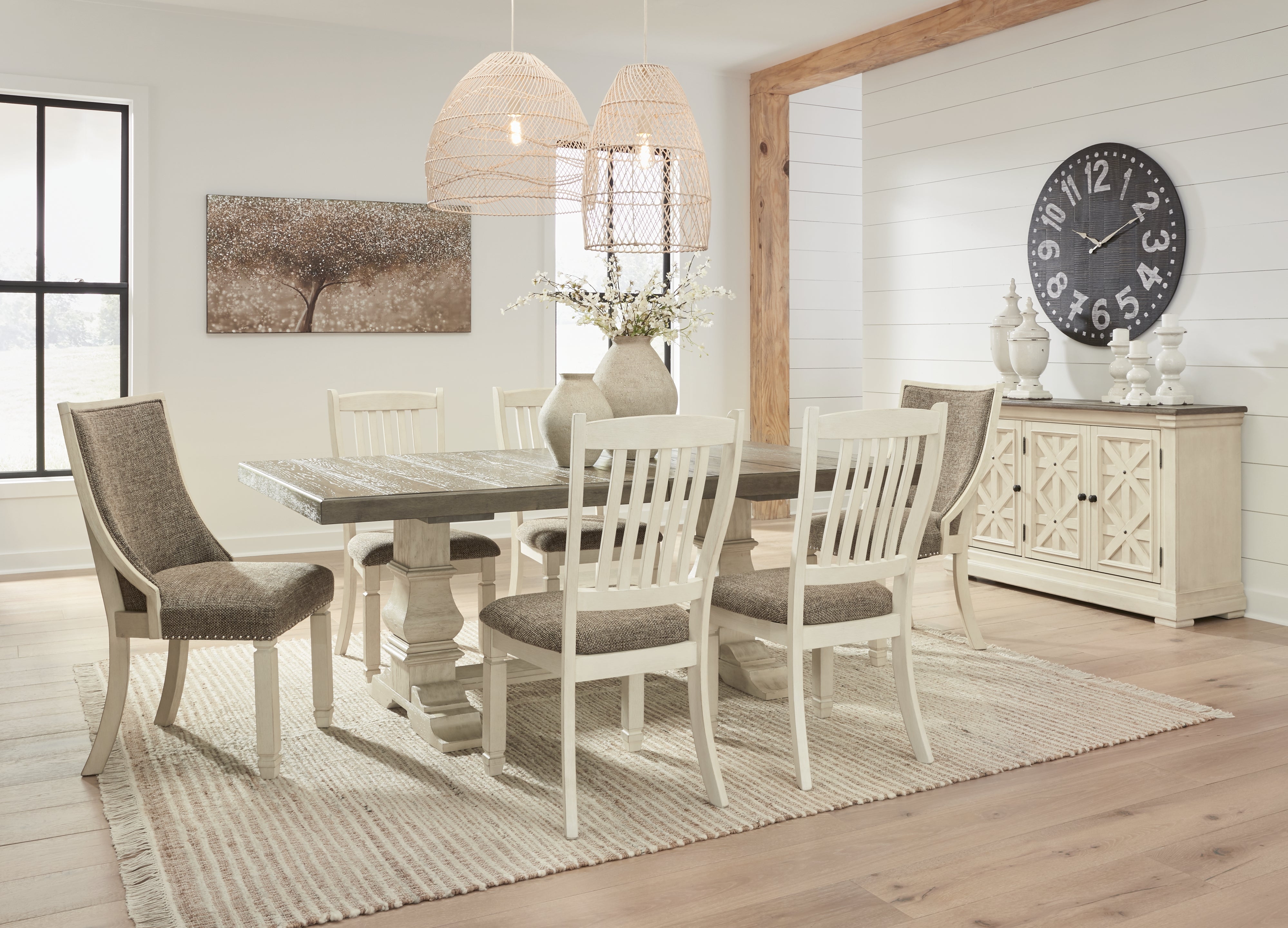 Prime Furniture - Ashley Furniture - Bolanburg Dining Room - Extension Dining Table / Antique White - D647D17